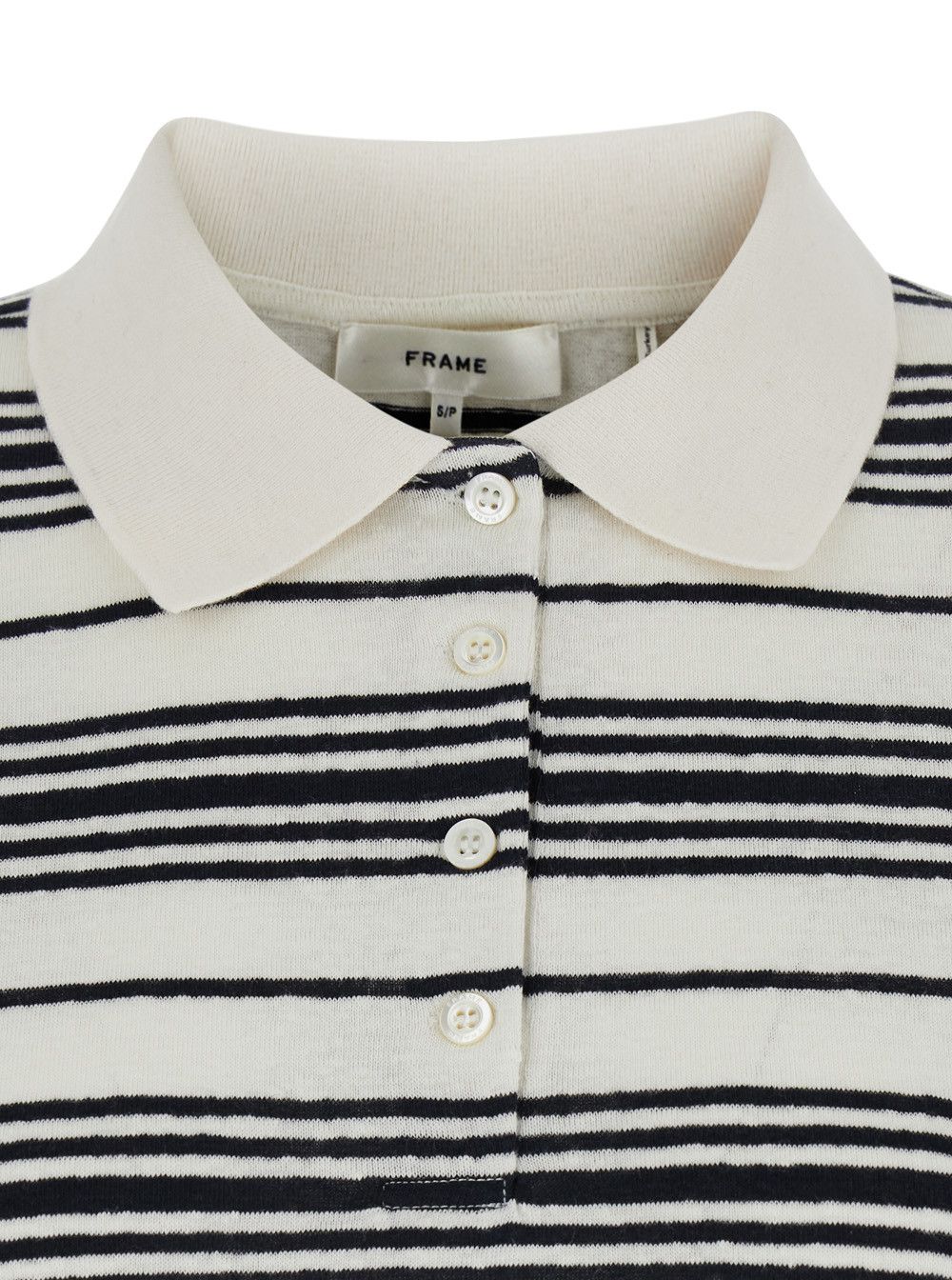 Frame Long Sleeve Striped Polo in Black and White for Women Size M / US 6-8 / IT 42-44 - 3 Thumbnail
