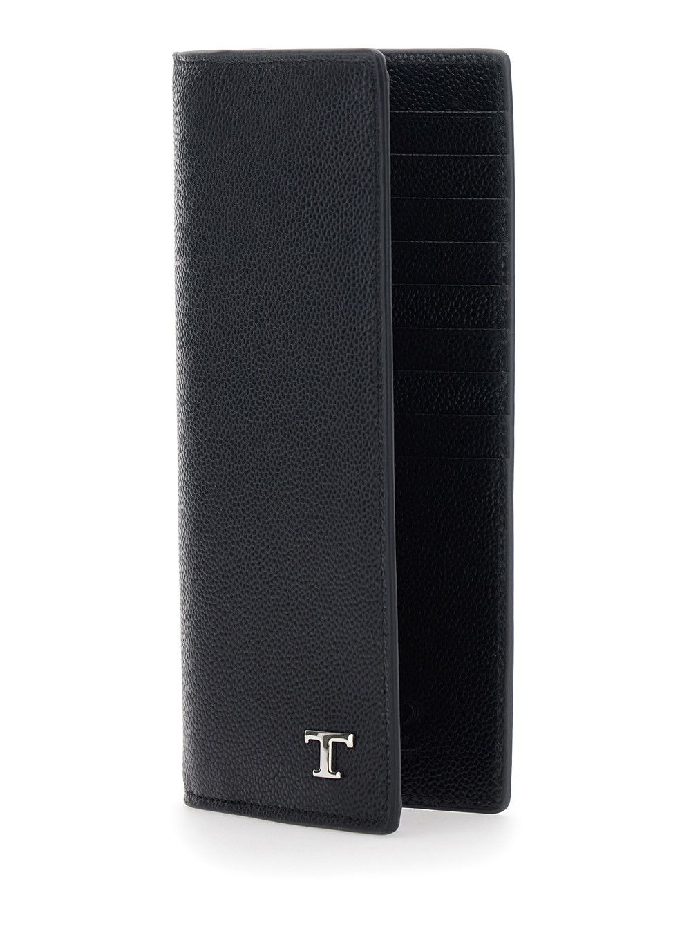 Tod's Vertical Wallet 'TOD'S' with Logo Plate on the Front in Black Hammered Leather for Men Size ONE SIZE - 2 Thumbnail