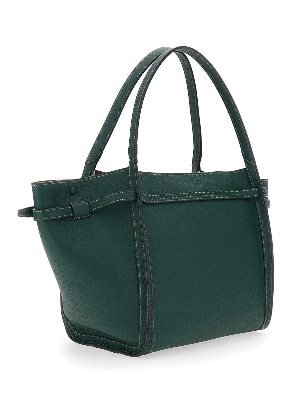 Tod's Medium 'T' Tote Bag with Timeless T Plaque on Front in Green Leather for Women Size ONE SIZE - 3 Thumbnail