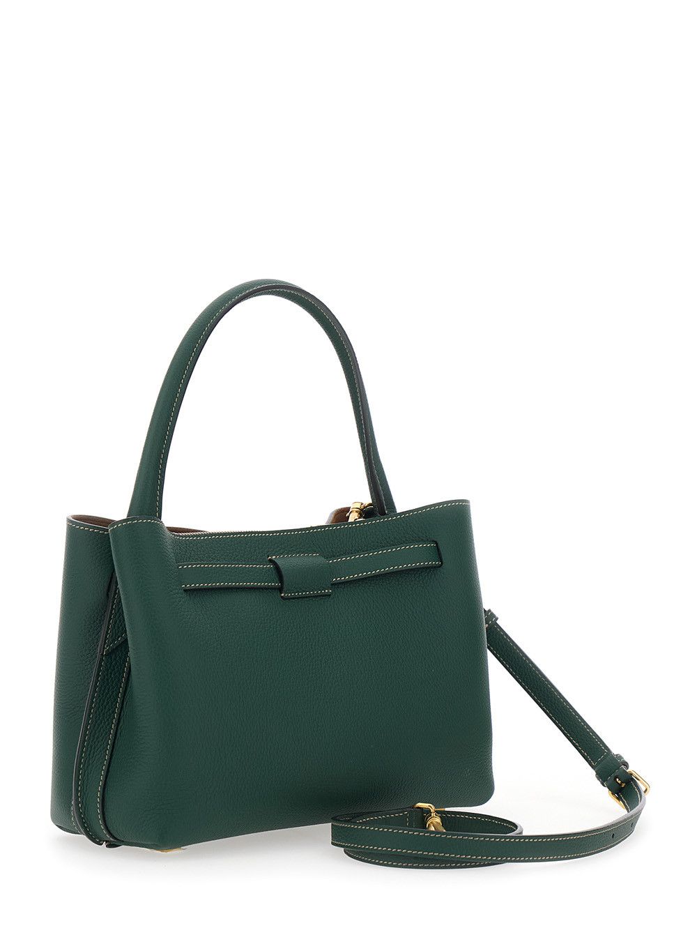 Tod's Small 'T-String' Handbag with Adjustable and Removable Shoulder Strap and Strap with Buckle on the Front in Green Hammered Leather for Women Size ONE SIZE - 3 Thumbnail