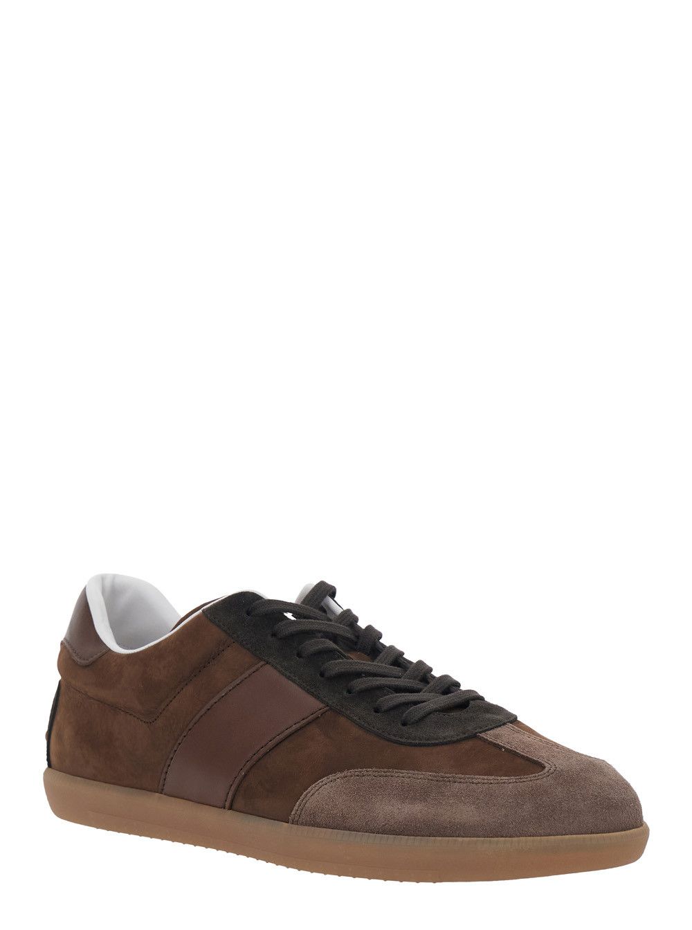 Tod's Brown Low Top Sneaker with Logo on Tongue and Inserts Design in Suede Man Size US 10 / EU 43 - 2 Thumbnail