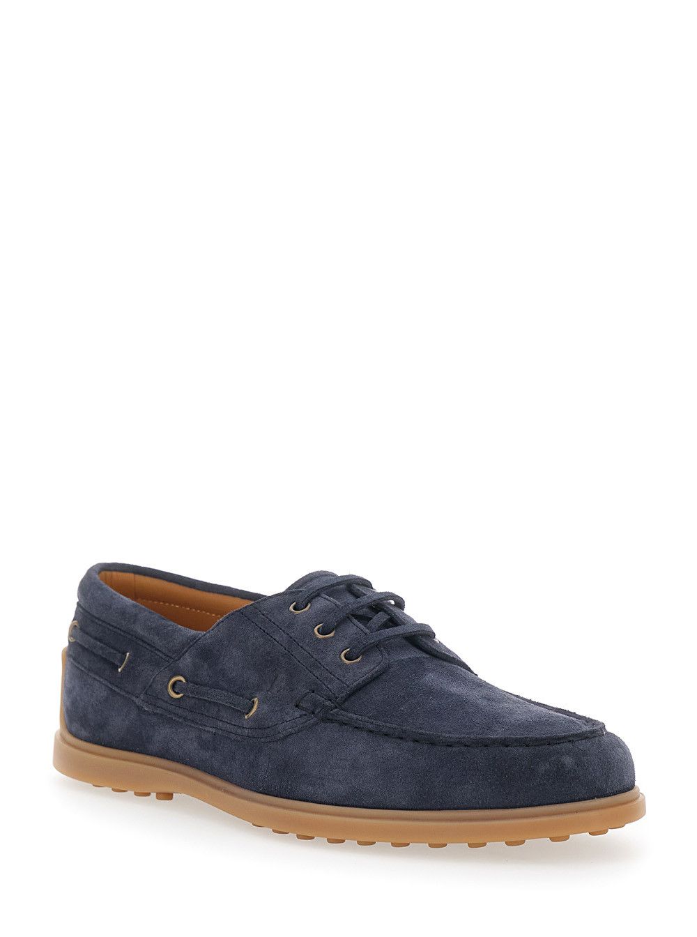 Tod's Blue Loafers 'Boat Loafers with Lettering Logo on the Back' in Suede for Men Size US 10.5 / EU 43-44 - 2 Thumbnail