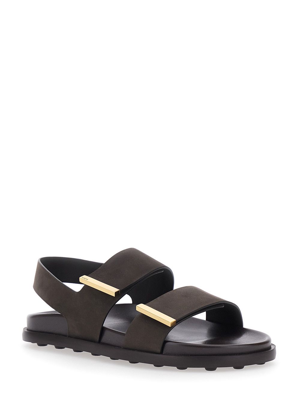 Tod's Brown Leather Sandals with Strap Design and Metallic Logo Details for Women Size US 7 / IT 37 - 2 Thumbnail