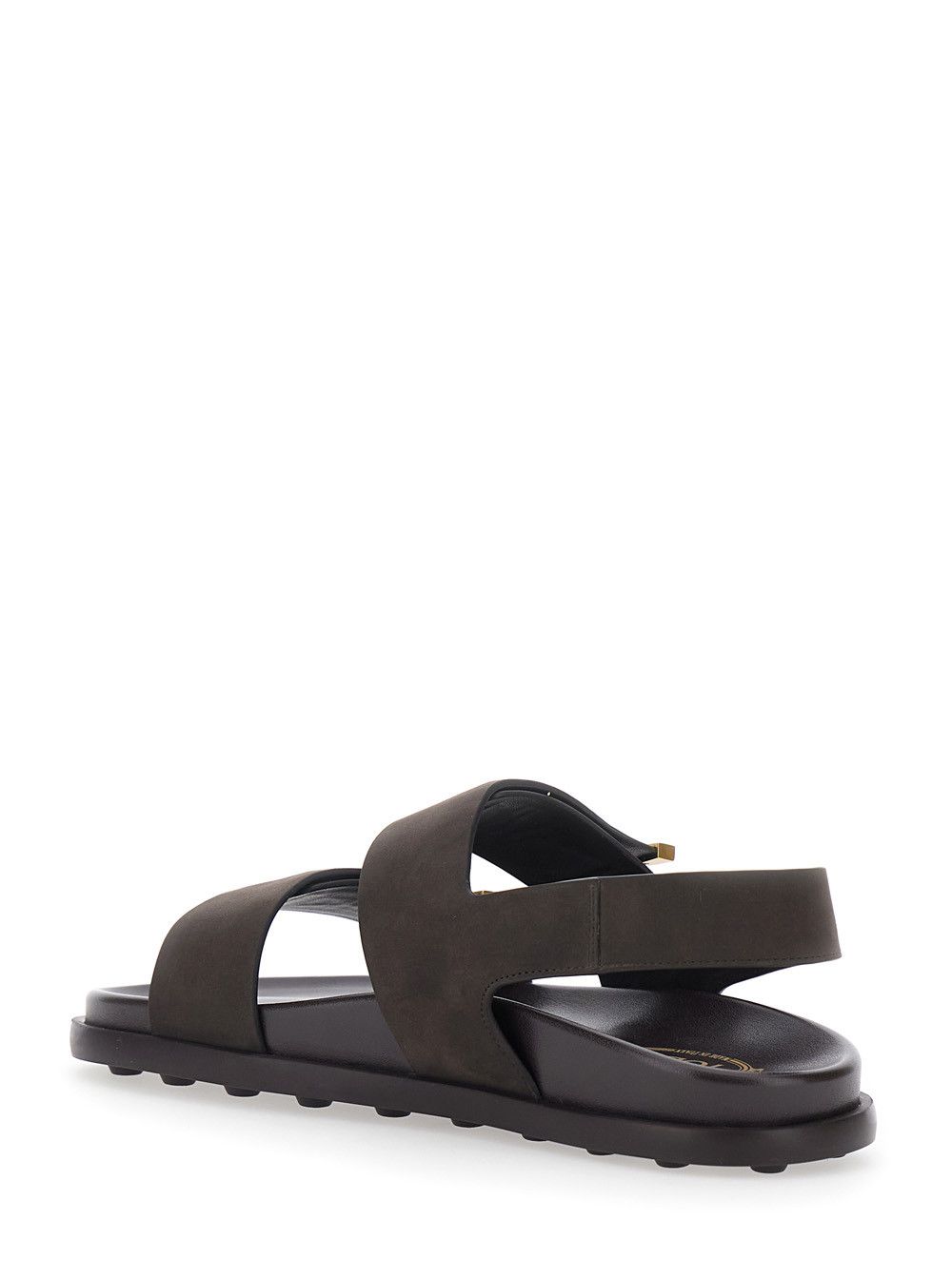 Tod's Brown Leather Sandals with Strap Design and Metallic Logo Details for Women Size US 11 / IT 41 - 3 Thumbnail