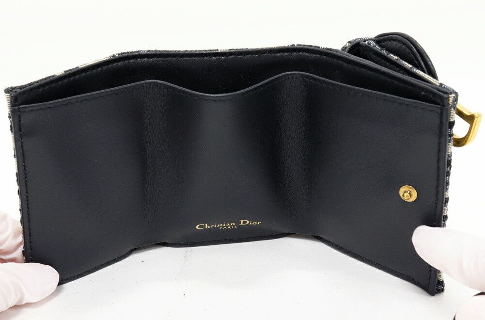 Dior Dior Dior Saddle Oblique Canvas Calfskin Trifold Wallet Leather Short Wallet S5653CTZQ M928 DUTY FREE for USA Size ONE SIZE - 3 Thumbnail
