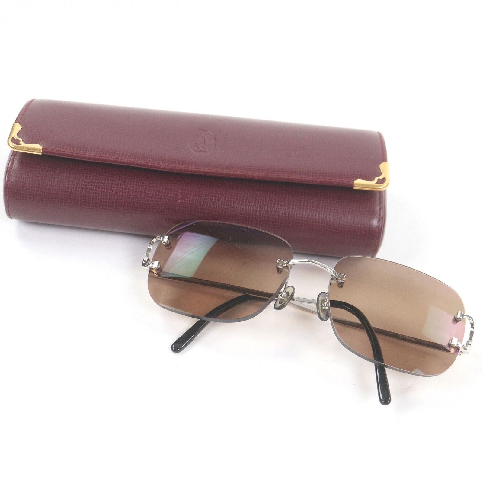 Cartier Cartier Cartier Decor Two-Point Sunglasses Precious Metal Sunglasses DUTY FREE for USA Size ONE SIZE - 2 Thumbnail