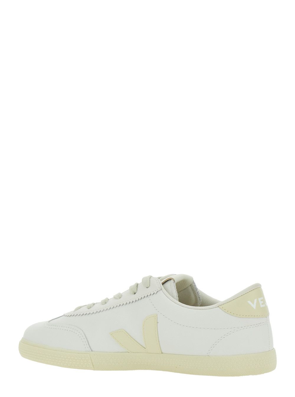 Veja Sneaker 'Volley' Low Top with Logo Patch on the Side and Logo Lettering on the Back in White Unisex Leather Size US 12 / IT 42 - 3 Thumbnail