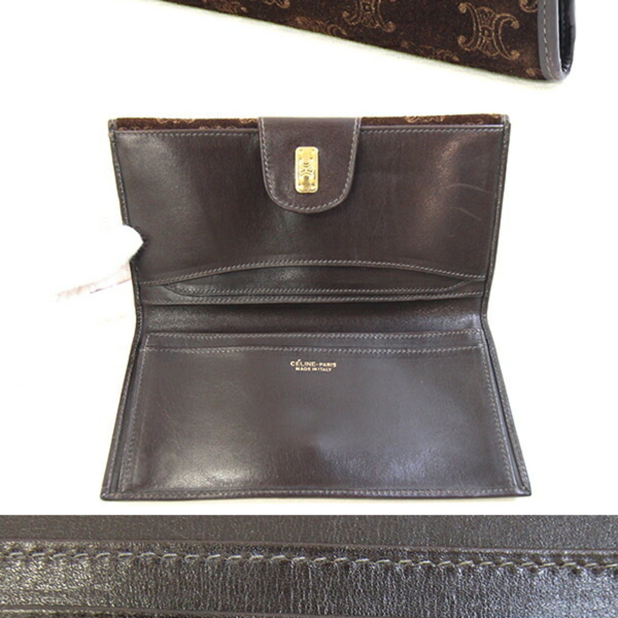 Celine Celine W-Long Wallet, Macadam, Dark Brown Suede Leather, Old Women's, CELINE Size ONE SIZE - 2 Thumbnail