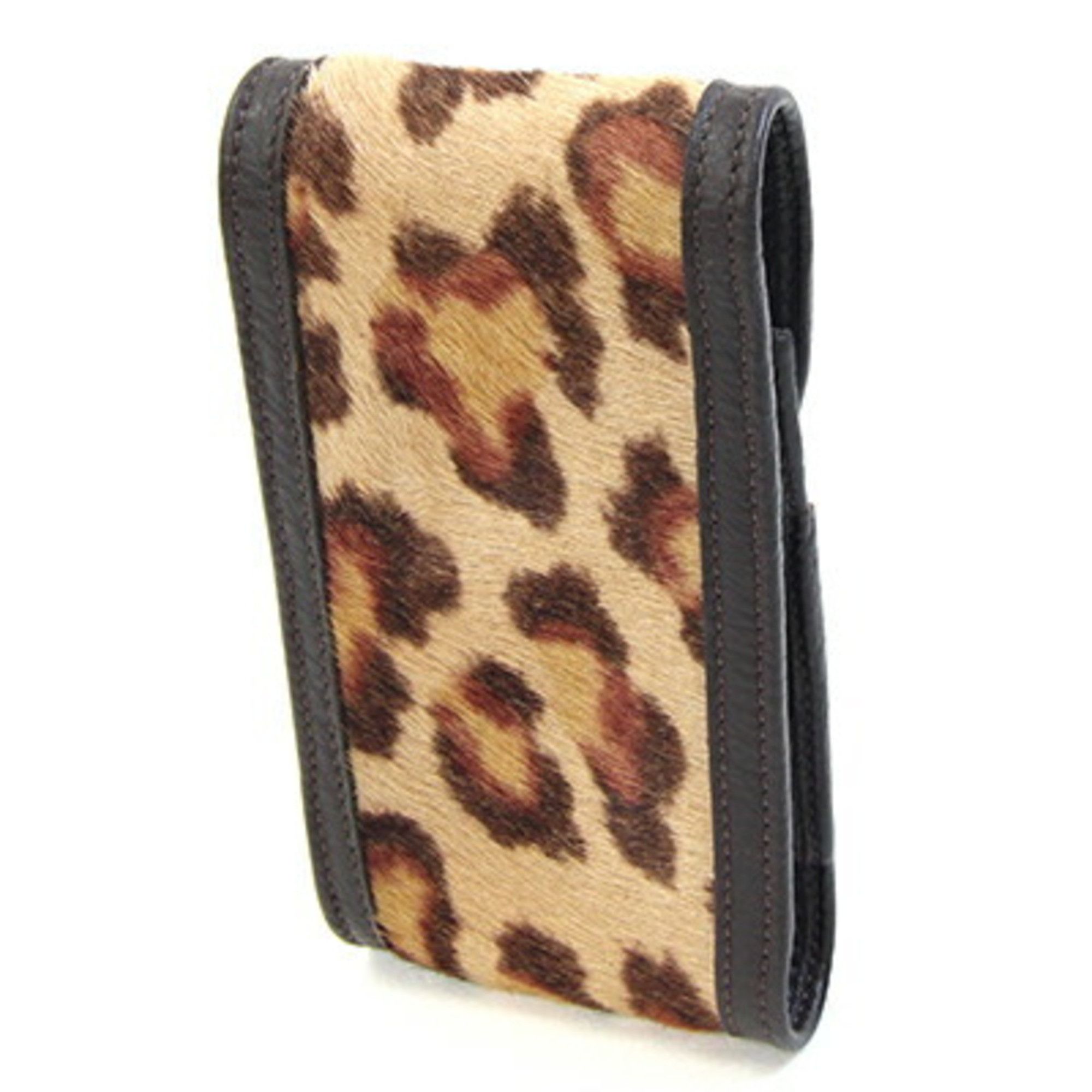 Fendi Fendi Cigarette Case 7AR012, Dark Brown and Beige, Porcupine Leather,  Case, Bag, Pouch, Leopard Print, Women's, FENDI