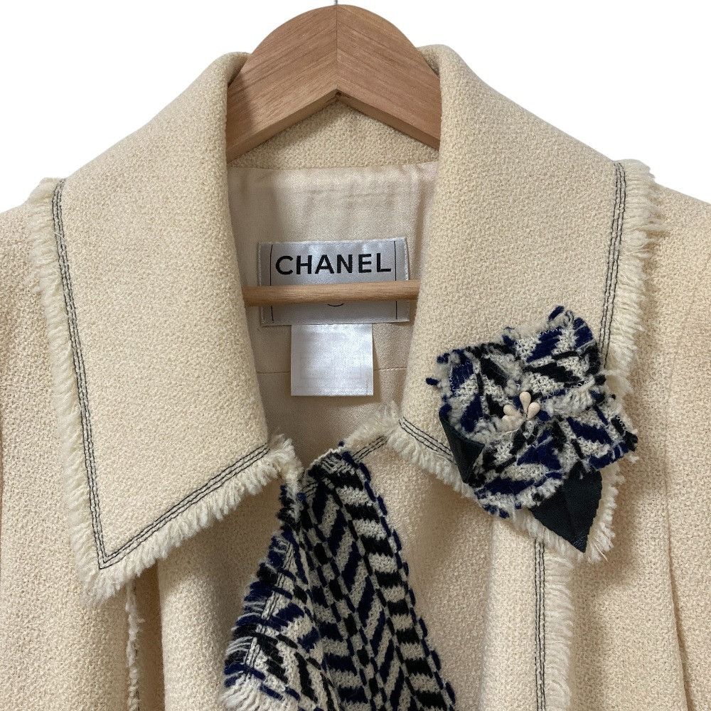 Chanel Chanel Chanel Camellia Tweed Coat Textile Outerwear P24497 DUTY FREE for USA Size ONE SIZE - 4 Thumbnail