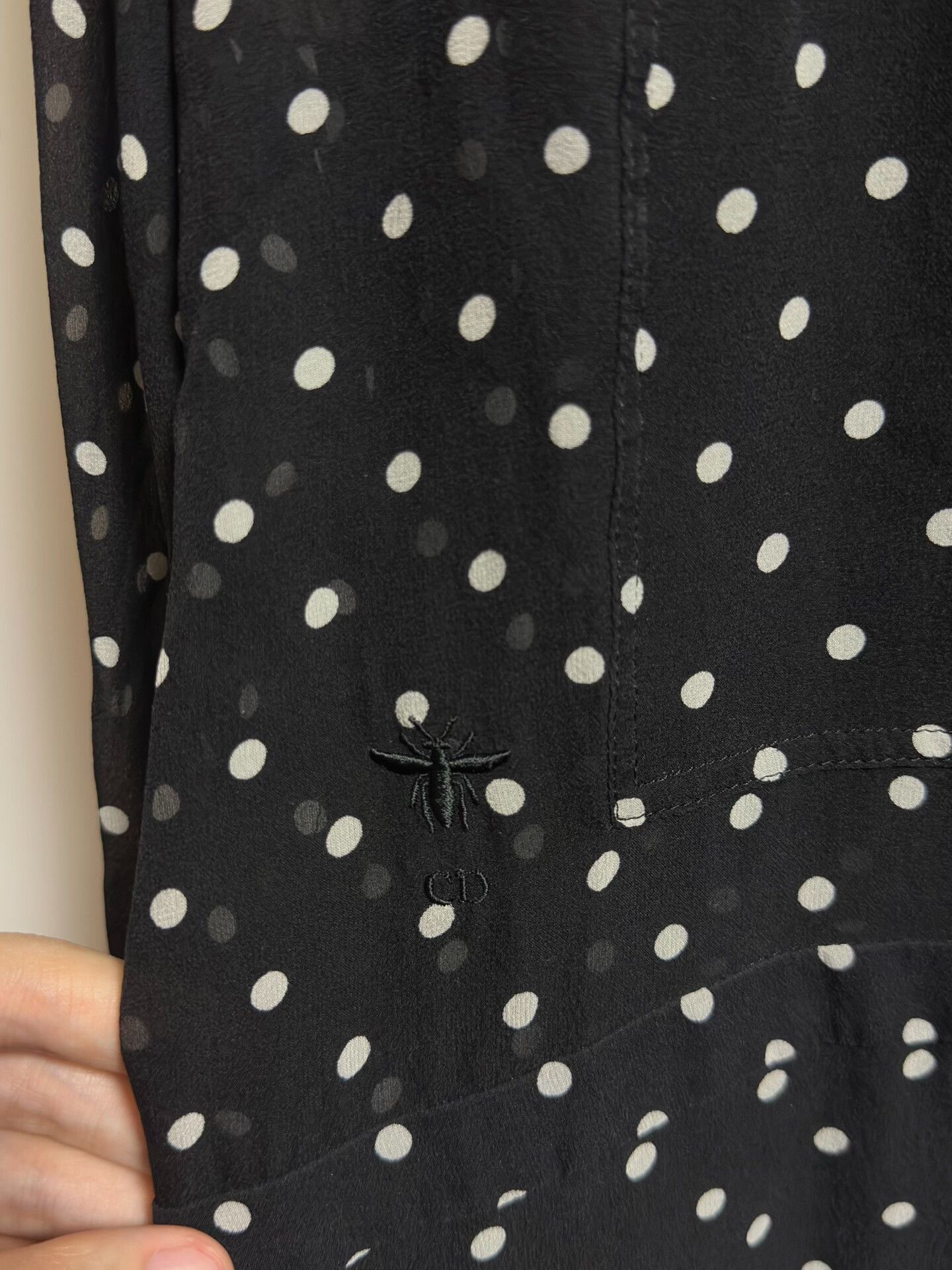 Dior Christian Dior Black Polka Dot Silk Jumpsuit Size 40" / US 18 - 2 Thumbnail