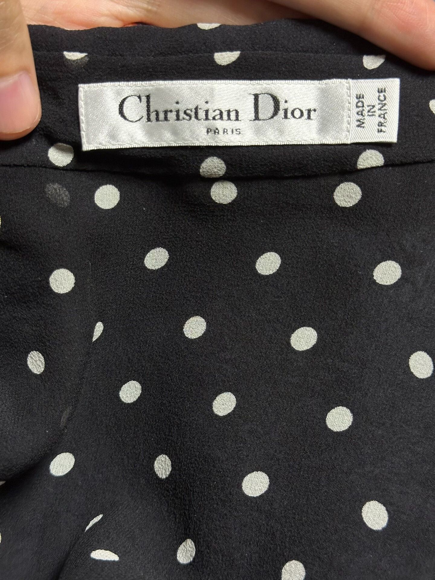 Dior Christian Dior Black Polka Dot Silk Jumpsuit Size 40" / US 18 - 6 Thumbnail