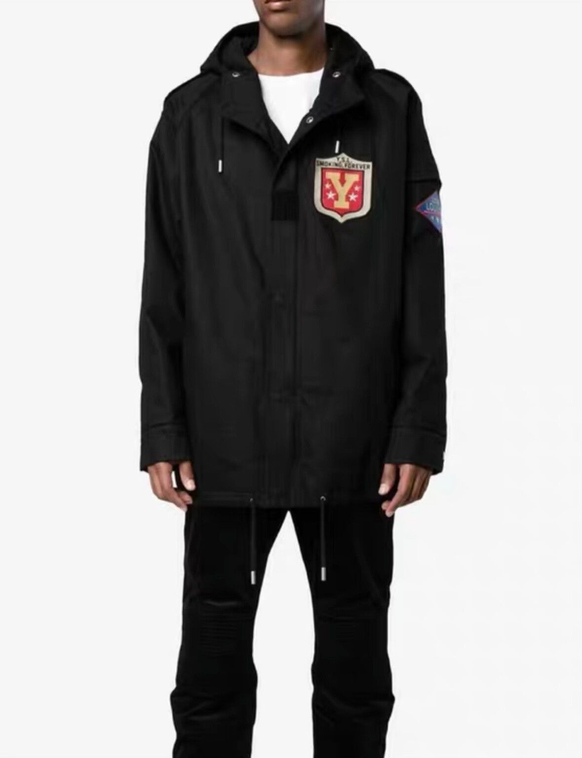 Saint Laurent Paris Saint Laurent Black Parka with Badge Patches Size US S / EU 44-46 / 1 - 8 Thumbnail