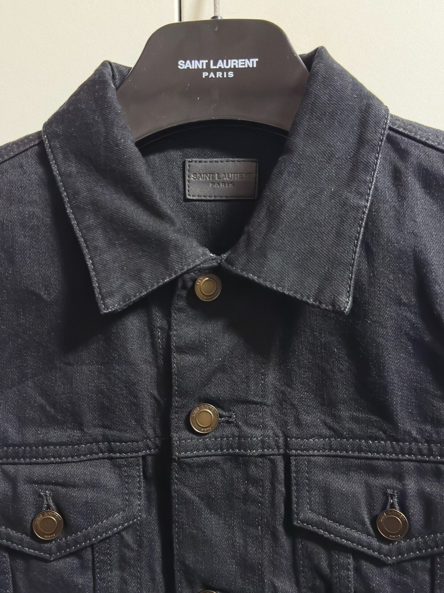 Saint Laurent Paris Saint Laurent Black Distressed Denim Jacket Size US S / EU 44-46 / 1 - 2 Thumbnail