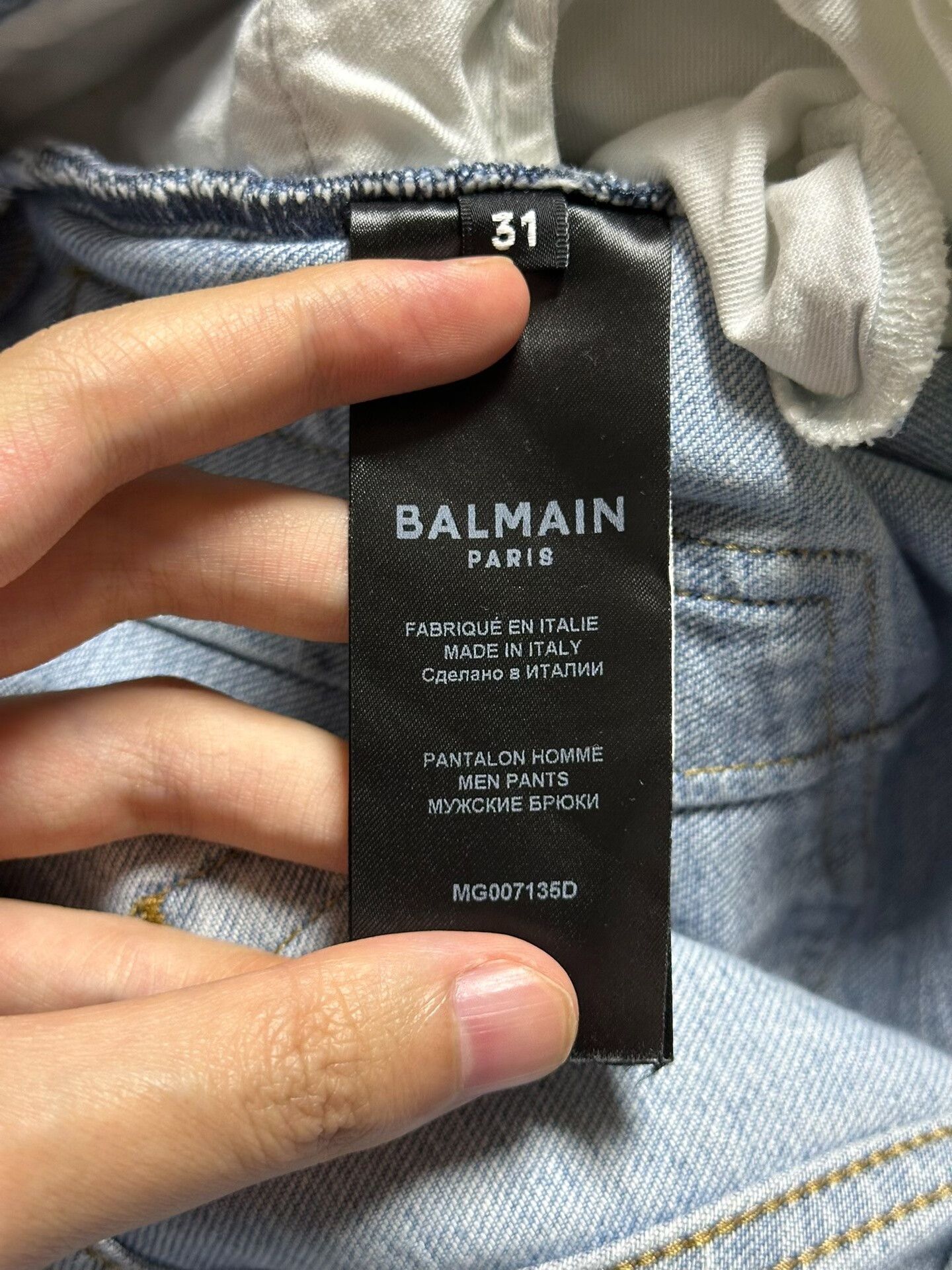 Balmain BALMAIN Light Blue Washed Motorcycle Jeans Size US 31 - 7 Thumbnail