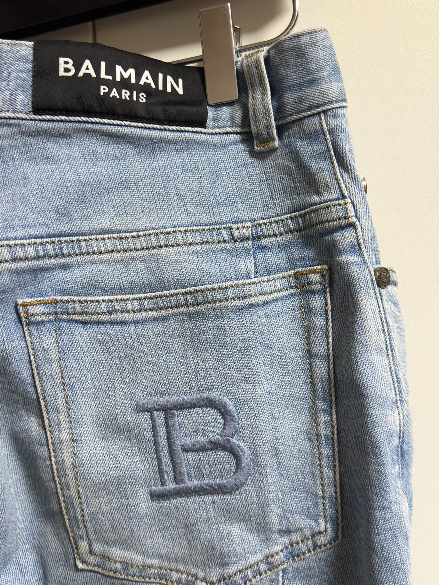 Balmain BALMAIN Light Blue Washed Motorcycle Jeans Size US 31 - 5 Thumbnail