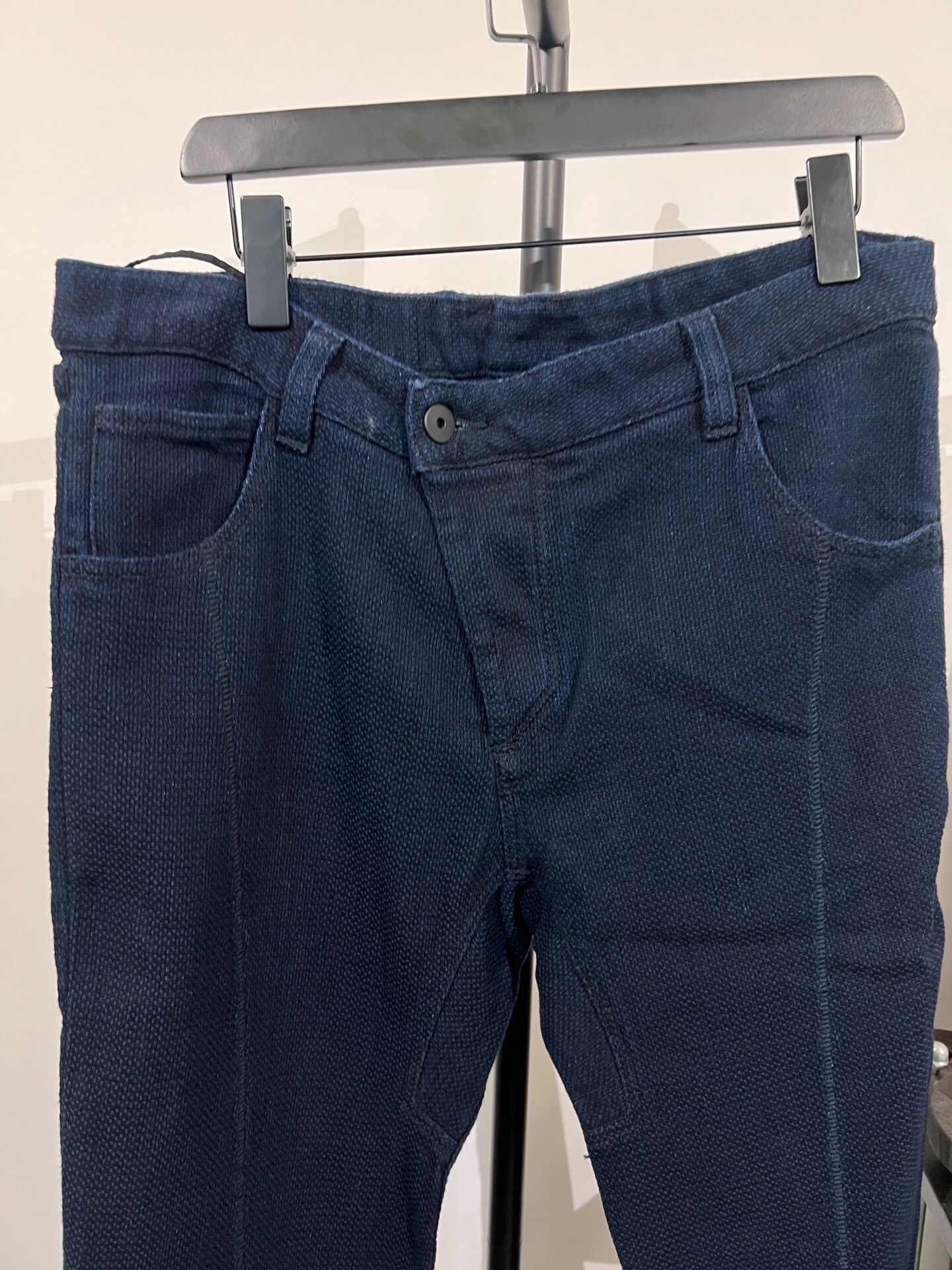 11 By Boris Bidjan Saberi 11by bbs P1 Cotton-Linen Curved Denim Pants Size US 31 - 3 Thumbnail