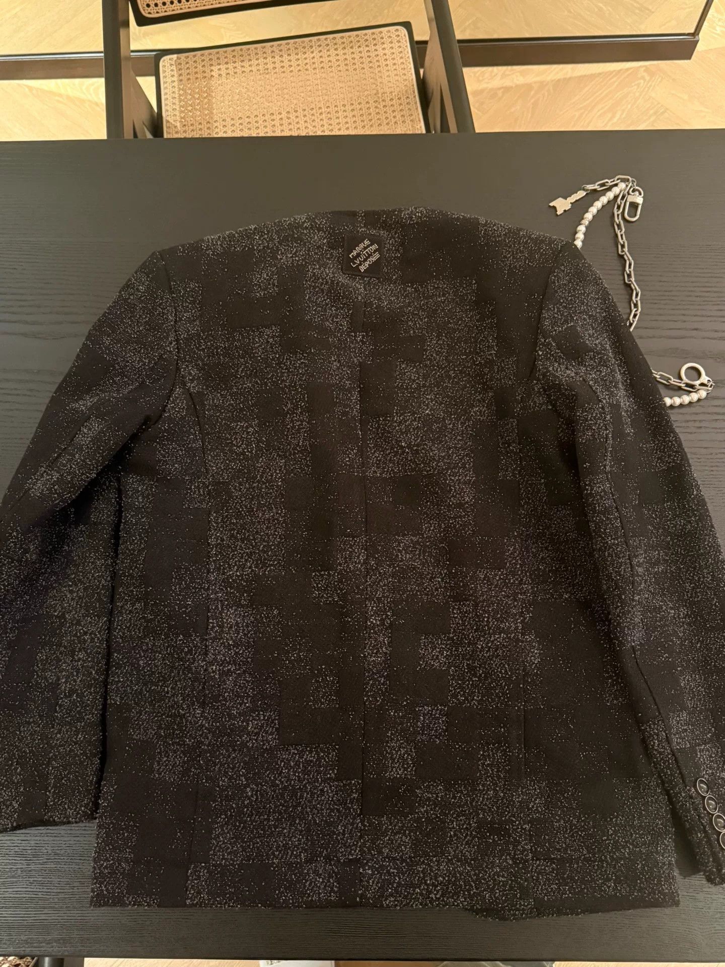 Louis Vuitton Louis Vuitton Lv25SS Black Wool Check Collarless Jacket Size US S / EU 44-46 / 1 - 2 Thumbnail
