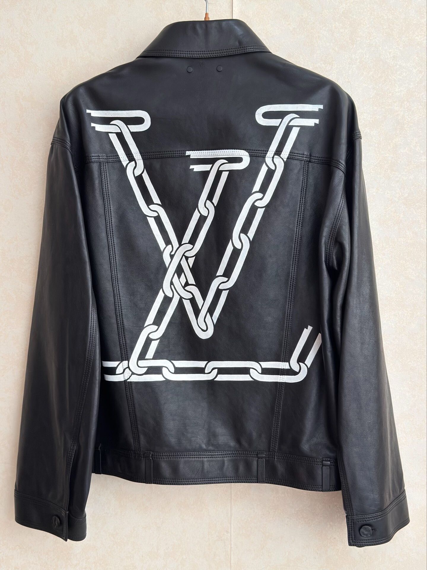 Virgil Abloh Louis Vuitton Runway Black Leather Jacket Size US L / EU 52-54 / 3 - 2 Thumbnail