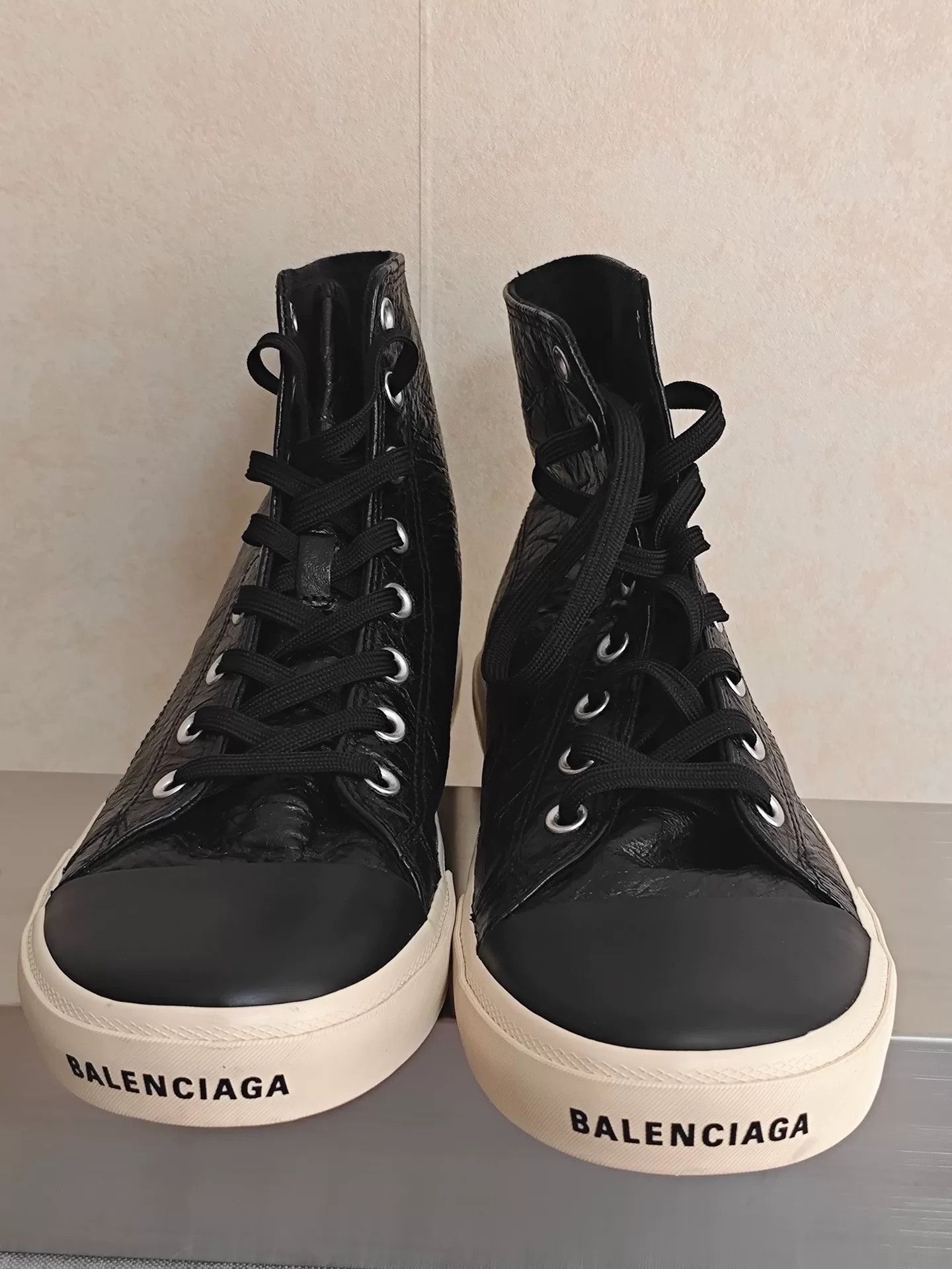 Balenciaga Balenciaga Pleated Leather High-Top Sneakers Size US 10 / EU 43 - 3 Thumbnail