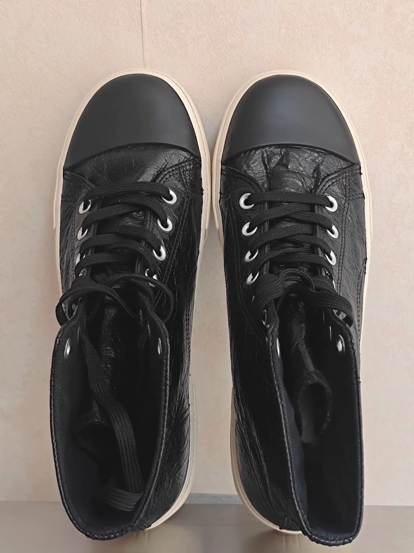 Balenciaga Balenciaga Pleated Leather High-Top Sneakers Size US 10 / EU 43 - 5 Thumbnail