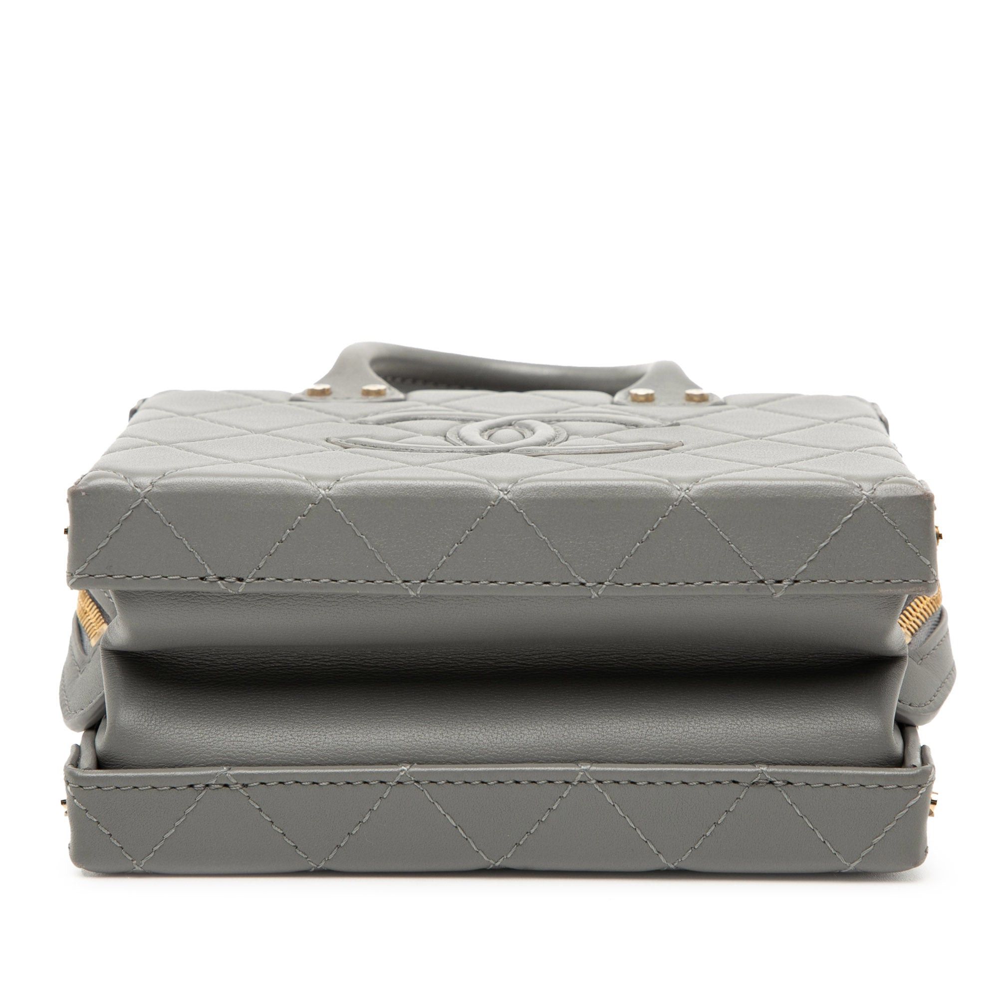 Small CC Quilted Calfskin Top Handle Convertible Vanity Case