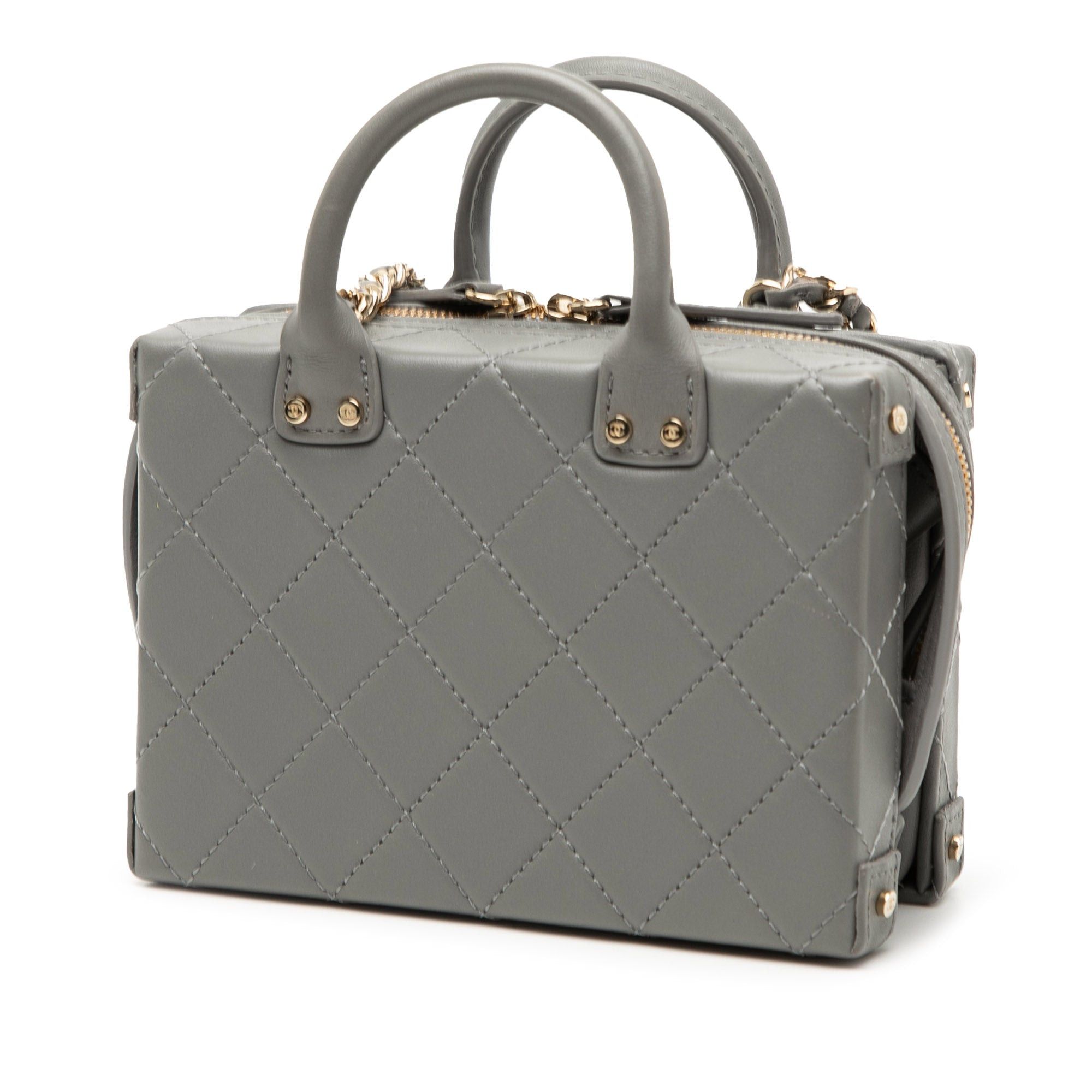 Small CC Quilted Calfskin Top Handle Convertible Vanity Case
