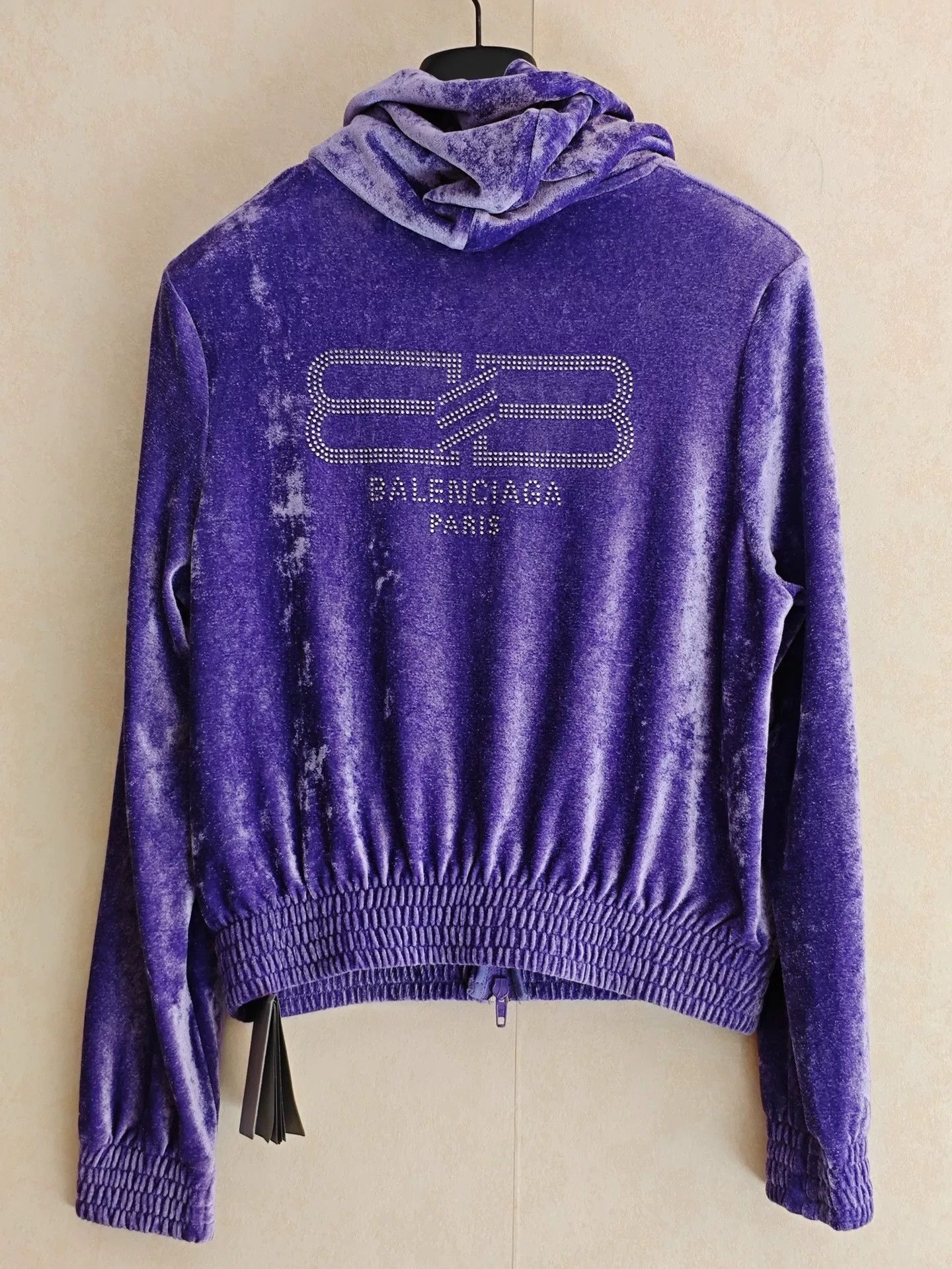 Balenciaga Balenciaga Show Purple Velvet Rhinestone Zip Hoodie Size US S / EU 44-46 / 1 - 2 Thumbnail