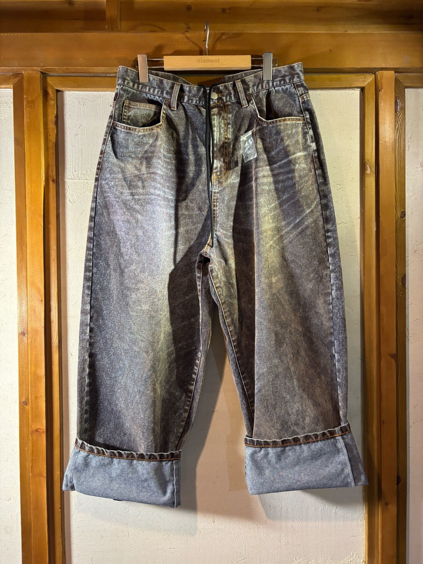 Whitesville Whiteland Flocked Washed 2-Way Wide-Leg Jeans Size 32" / US 10 / IT 46 - 5 Thumbnail