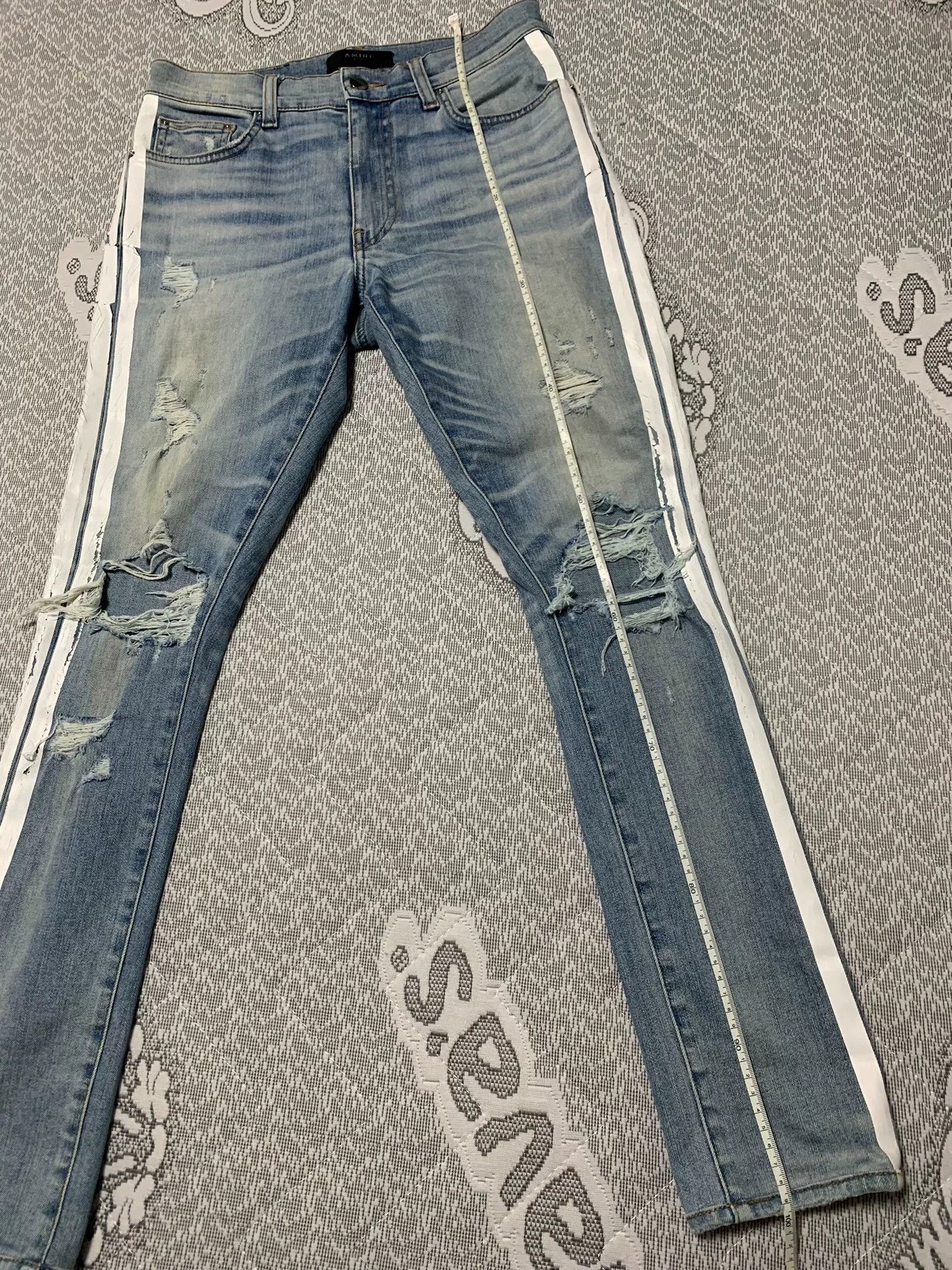 Amiri AMIRI Striped Distressed Washed Jeans Size US 31 - 7 Thumbnail