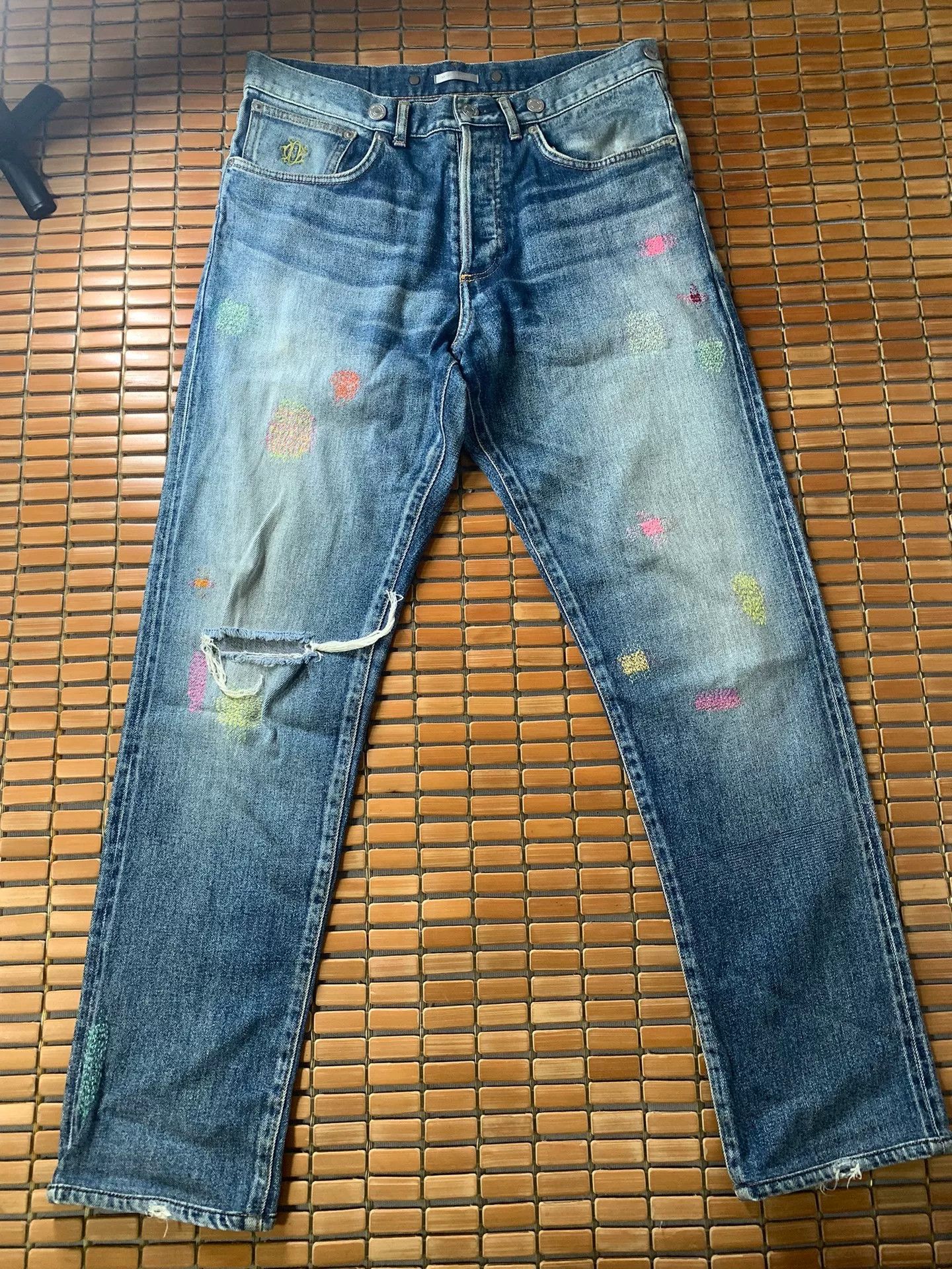 Dior Dior CD Embroidered Jeans Size US 31 - 2 Thumbnail
