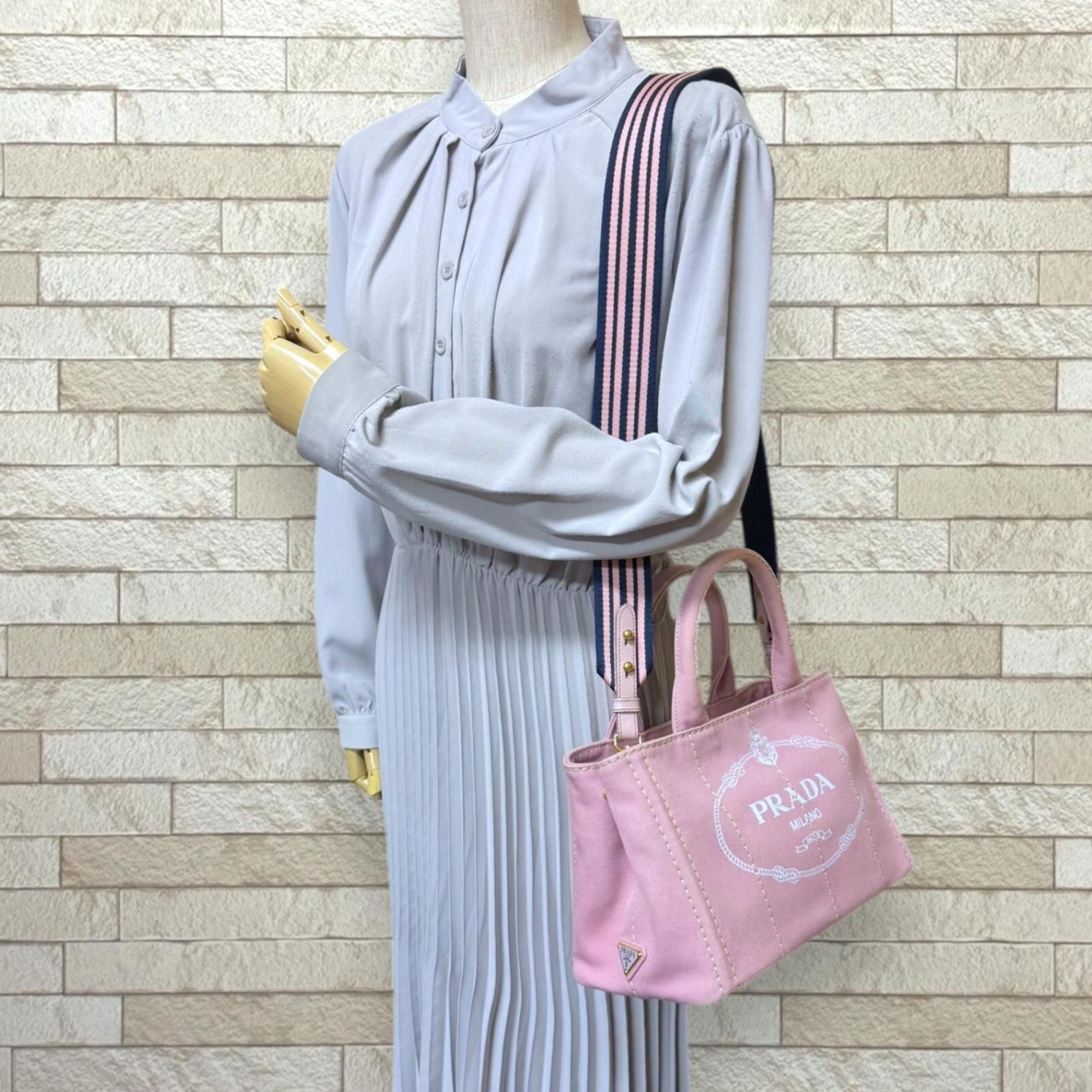 Prada Pre-owned Prada Canapa Tote SS Shoulder Bag, Canvas 1BG439, Pink, Women's, 2-Way Size ONE SIZE - 2 Thumbnail