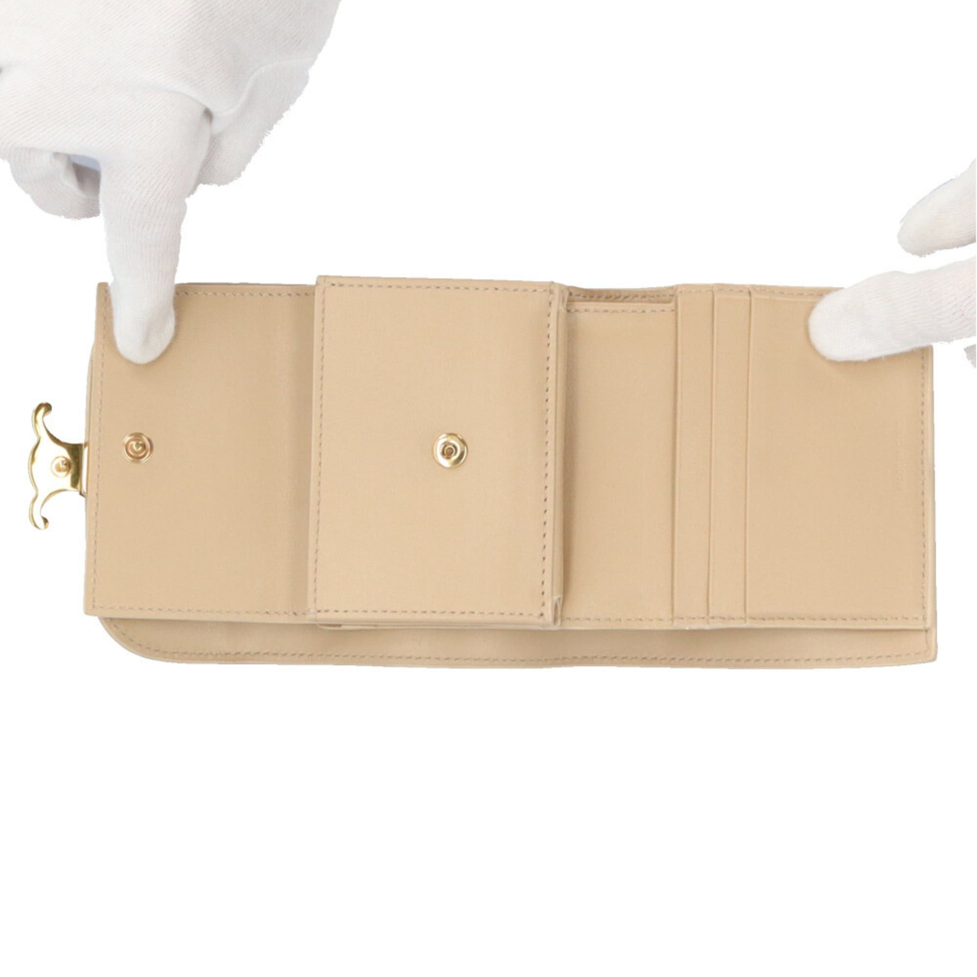 Celine Celine Small Flap Wallet, Tri-fold Leather, 10D783DPV.38SI, Women's, Pre-owned Size ONE SIZE - 8 Thumbnail