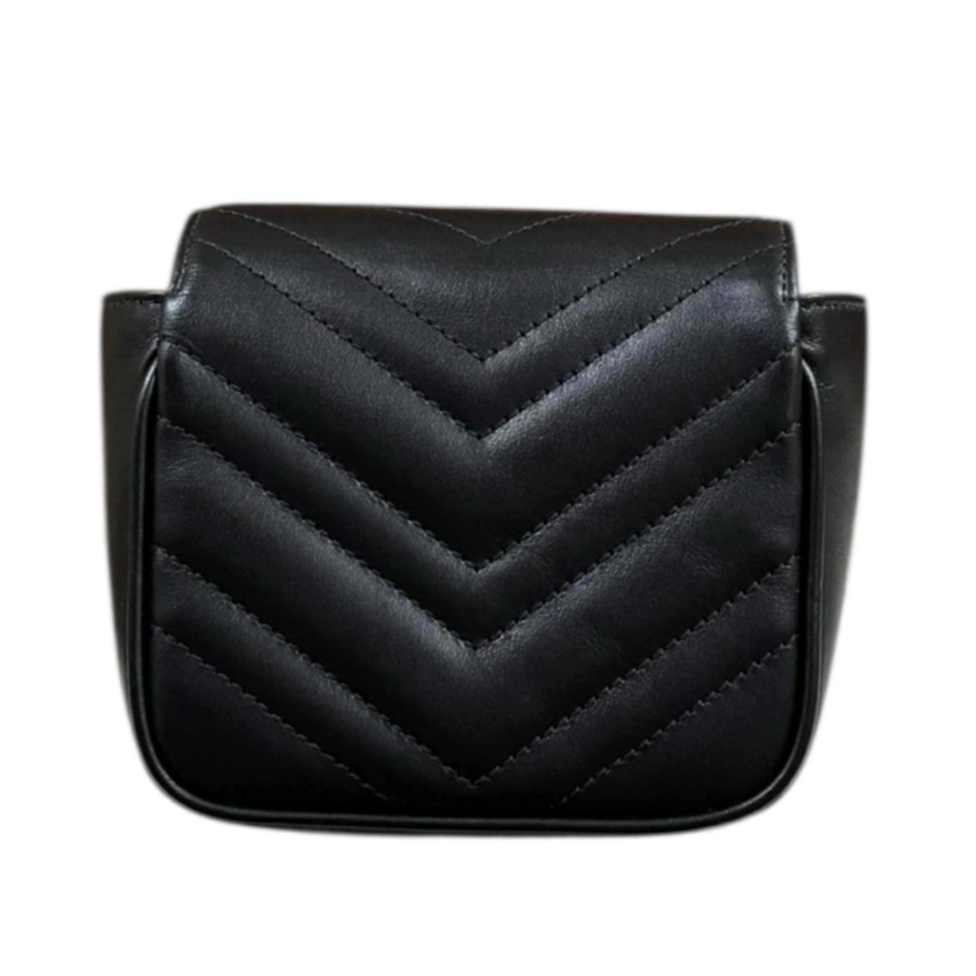 Gucci Gucci Mini Pochette GG Marmont Shoulder Bag, Leather 739599, Black, Women's, Pre-owned GUCCI Belt Bag Size ONE SIZE - 4 Thumbnail