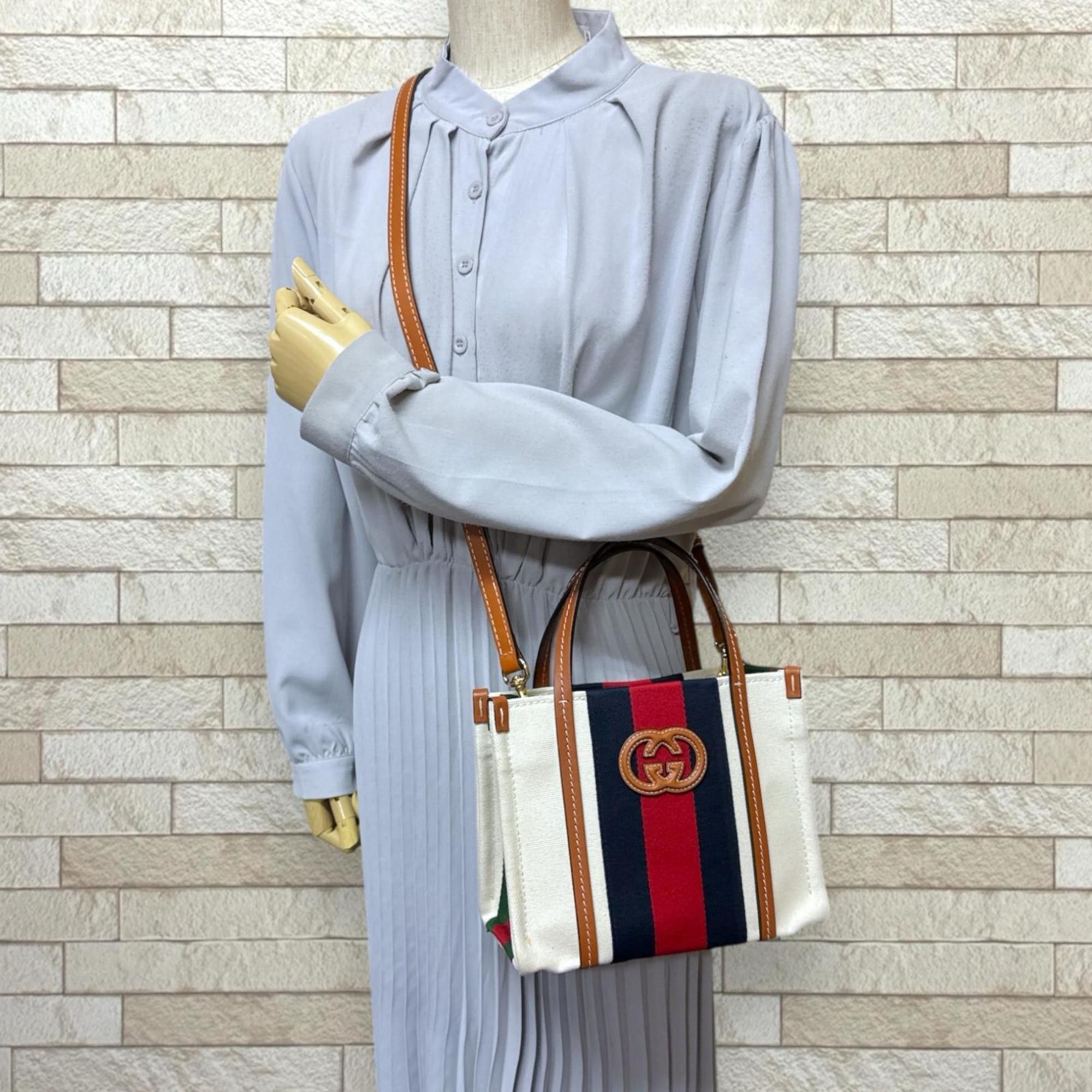 Gucci Pre-owned Gucci Interlocking G Mini Tote Bag Shoulder Canvas 727735 White Women's GUCCI Size ONE SIZE - 2 Thumbnail