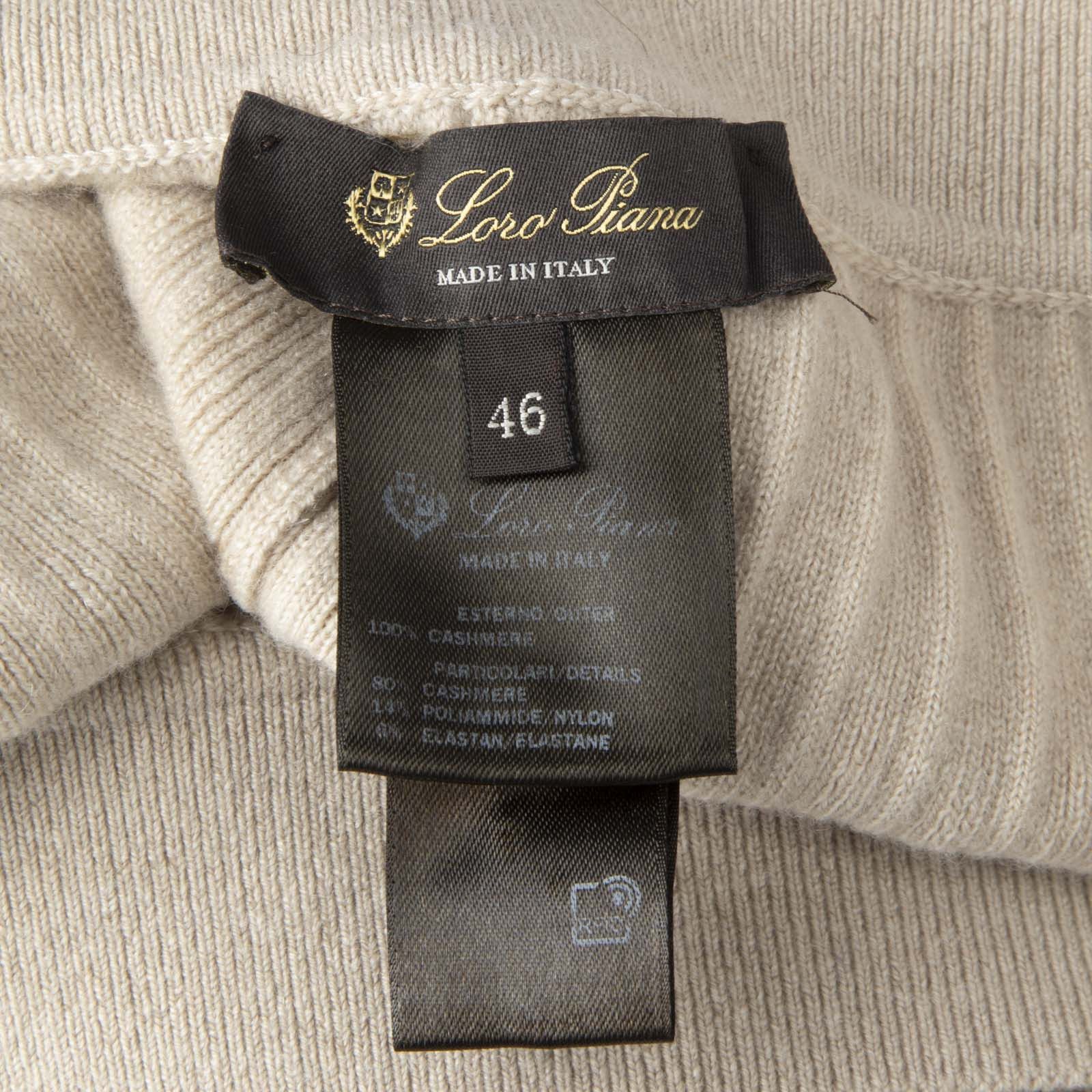 Loro Piana Beige Cashmere Knit Wide Leg Trousers Size 32" / US 10 / IT 46 - 4 Thumbnail