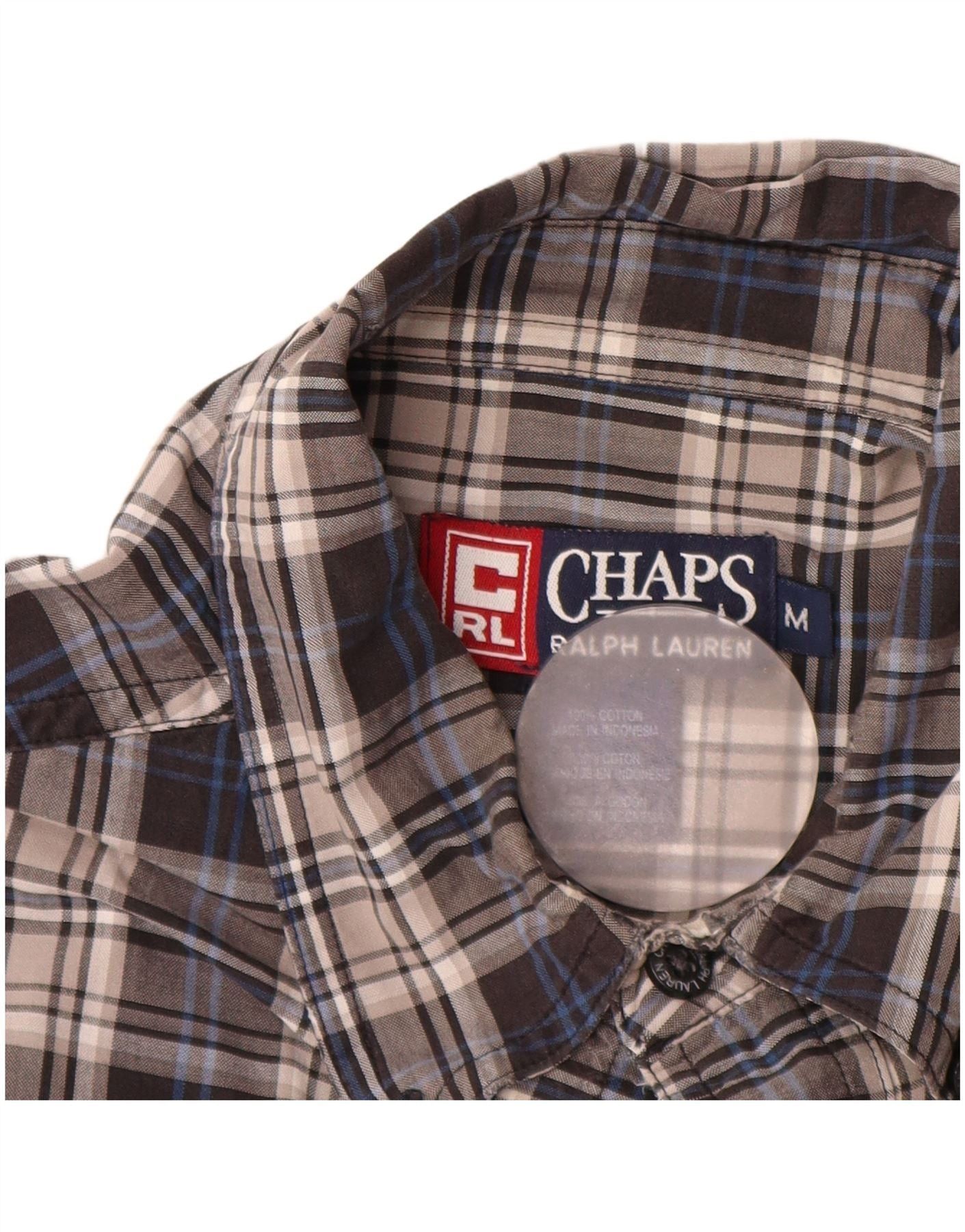 Chaps Ralph Lauren Mens Flannel Shirt Medium Grey Check Cotton Size US M / EU 48-50 / 2 - 3 Thumbnail