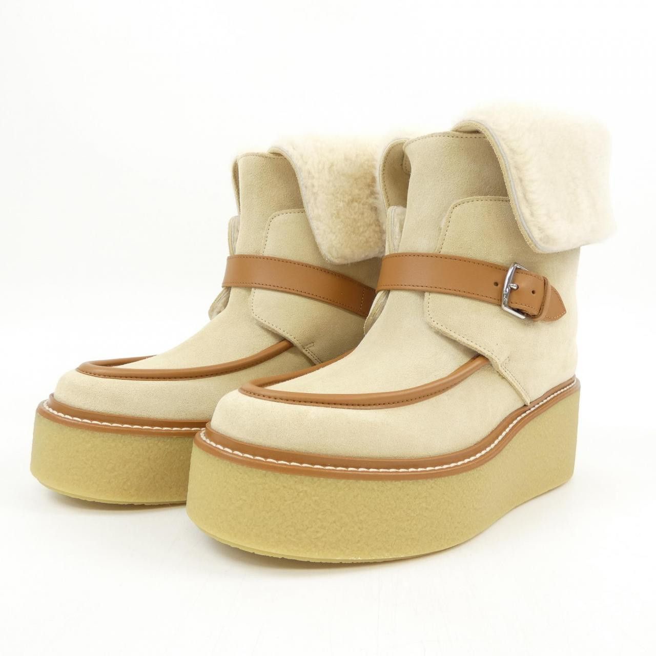 Hermes Hermès Hemisphere38 Shearling Boots Fur Shoes DUTY FREE for USA