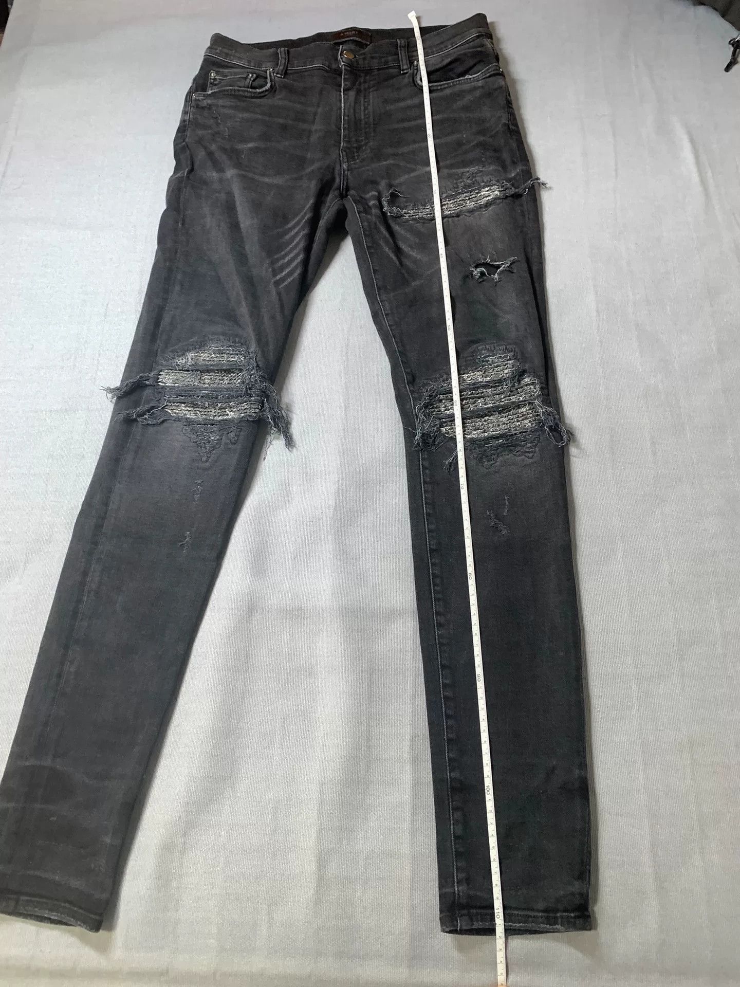 Amiri AMIRI Black-Gray Ripped Paisley Jeans Size US 32 / EU 48 - 7 Thumbnail