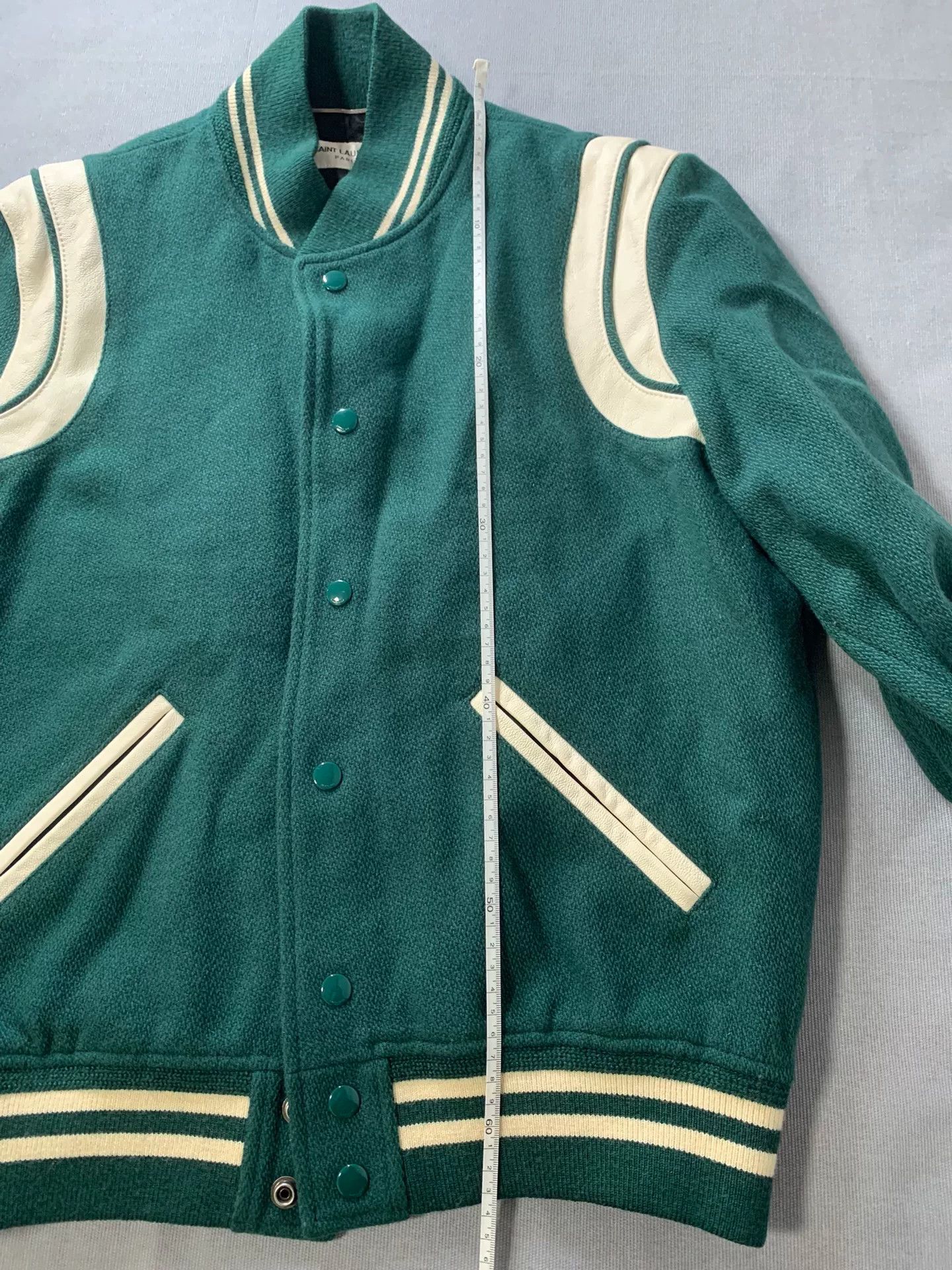 Saint Laurent Paris SAINT LAURENT SLP 2020 Green Wool Varsity Jacket Size US S / EU 44-46 / 1 - 9 Thumbnail