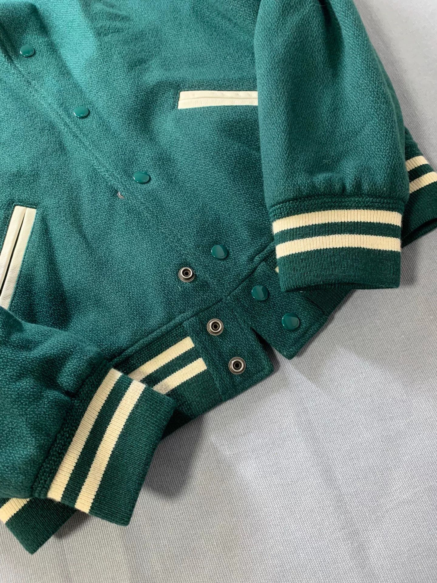 Saint Laurent Paris SAINT LAURENT SLP 2020 Green Wool Varsity Jacket Size US S / EU 44-46 / 1 - 4 Thumbnail