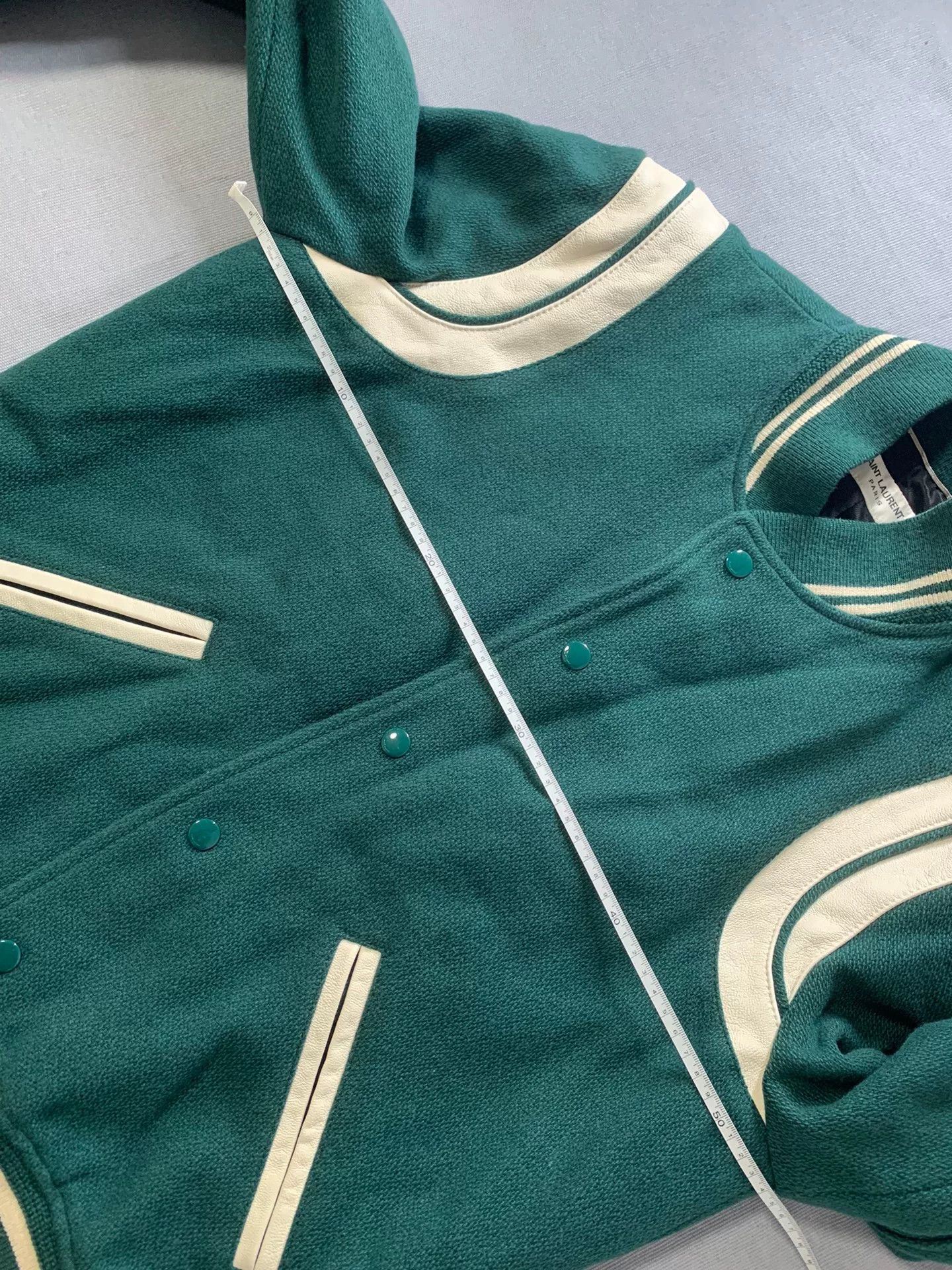 Saint Laurent Paris SAINT LAURENT SLP 2020 Green Wool Varsity Jacket Size US S / EU 44-46 / 1 - 7 Thumbnail