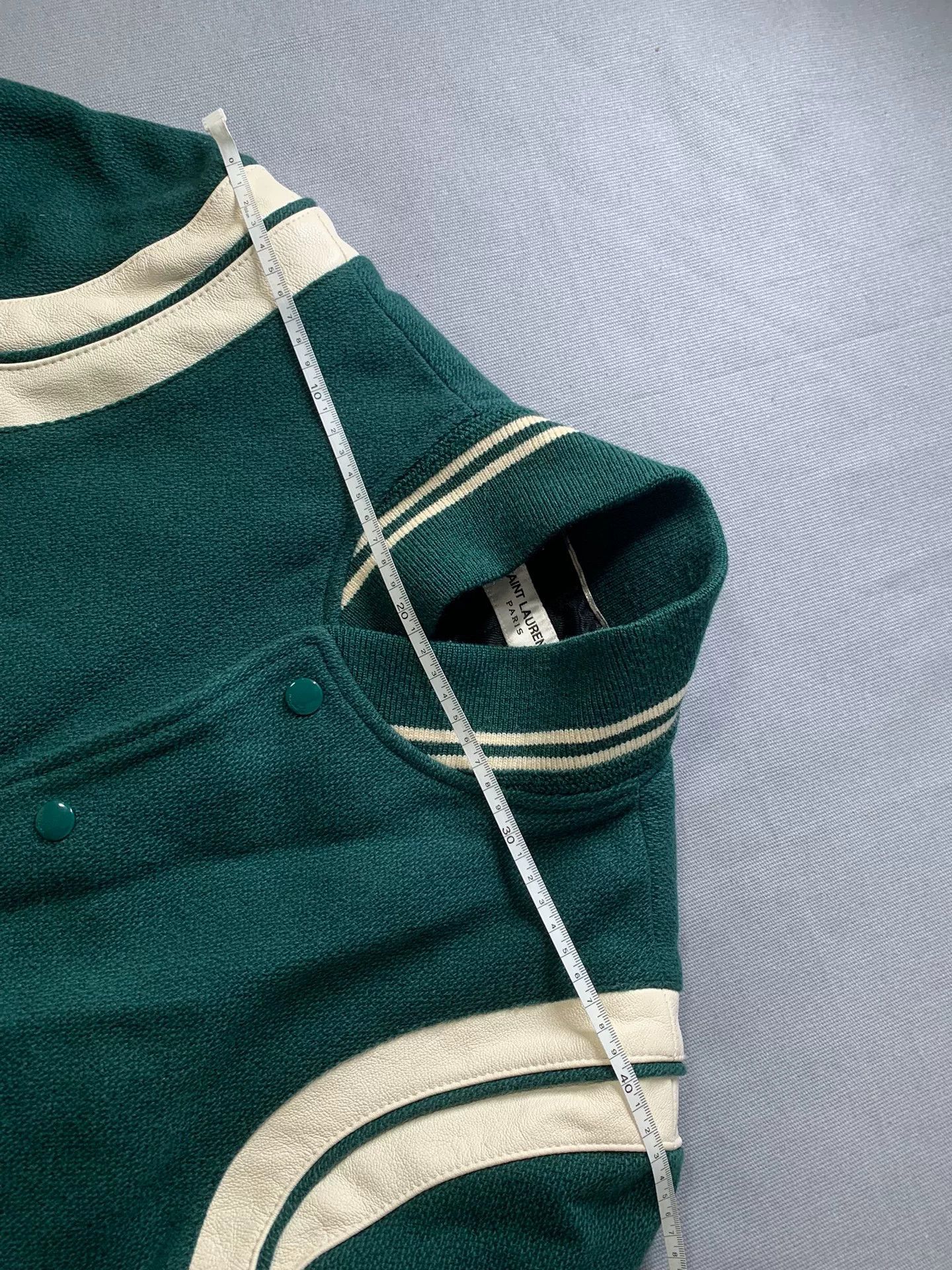 Saint Laurent Paris SAINT LAURENT SLP 2020 Green Wool Varsity Jacket Size US S / EU 44-46 / 1 - 8 Thumbnail