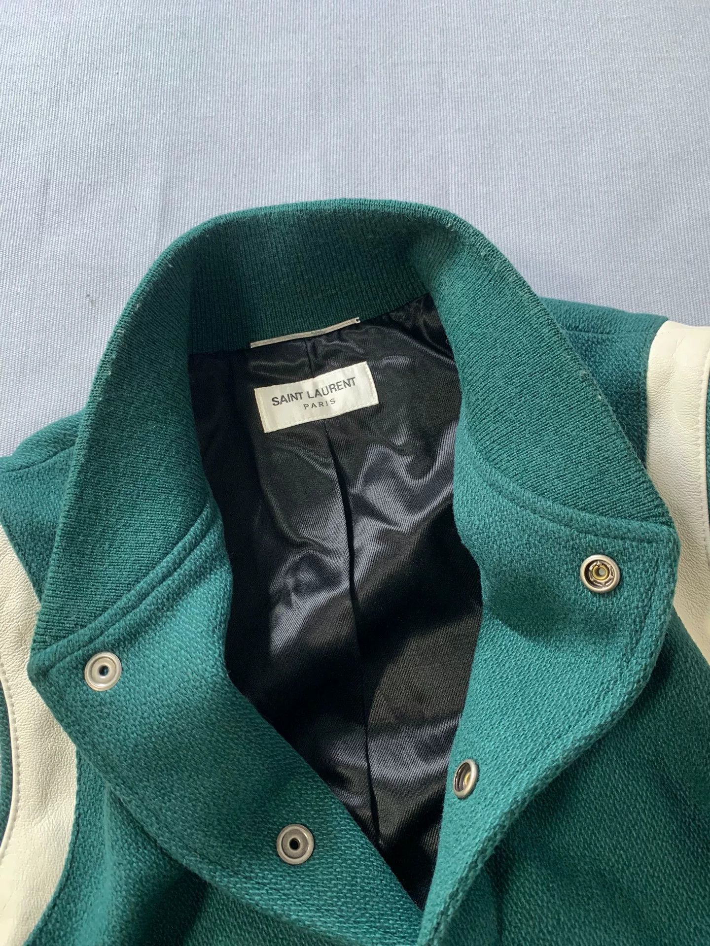 Saint Laurent Paris SAINT LAURENT SLP 2020 Green Wool Varsity Jacket Size US S / EU 44-46 / 1 - 3 Thumbnail