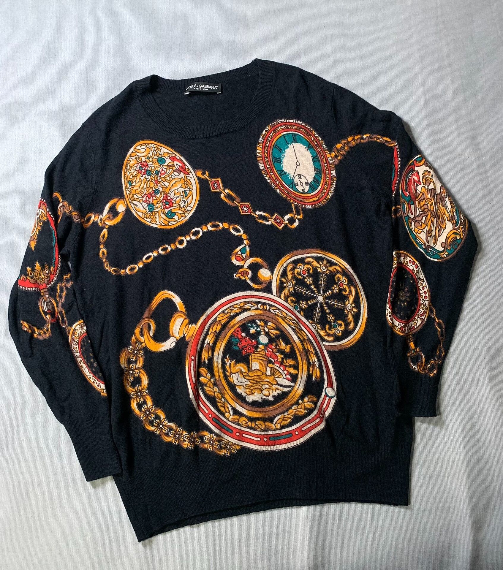 Dolce & Gabbana Dolce & Gabbana Pocket Watch Print Sweater Size US S / EU 44-46 / 1 - 2 Thumbnail