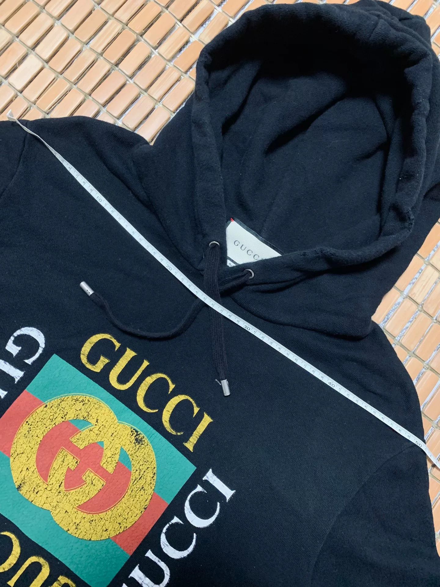 Gucci Gucci Black Distressed Logo Print Hoodie Size US M / EU 48-50 / 2 - 6 Thumbnail