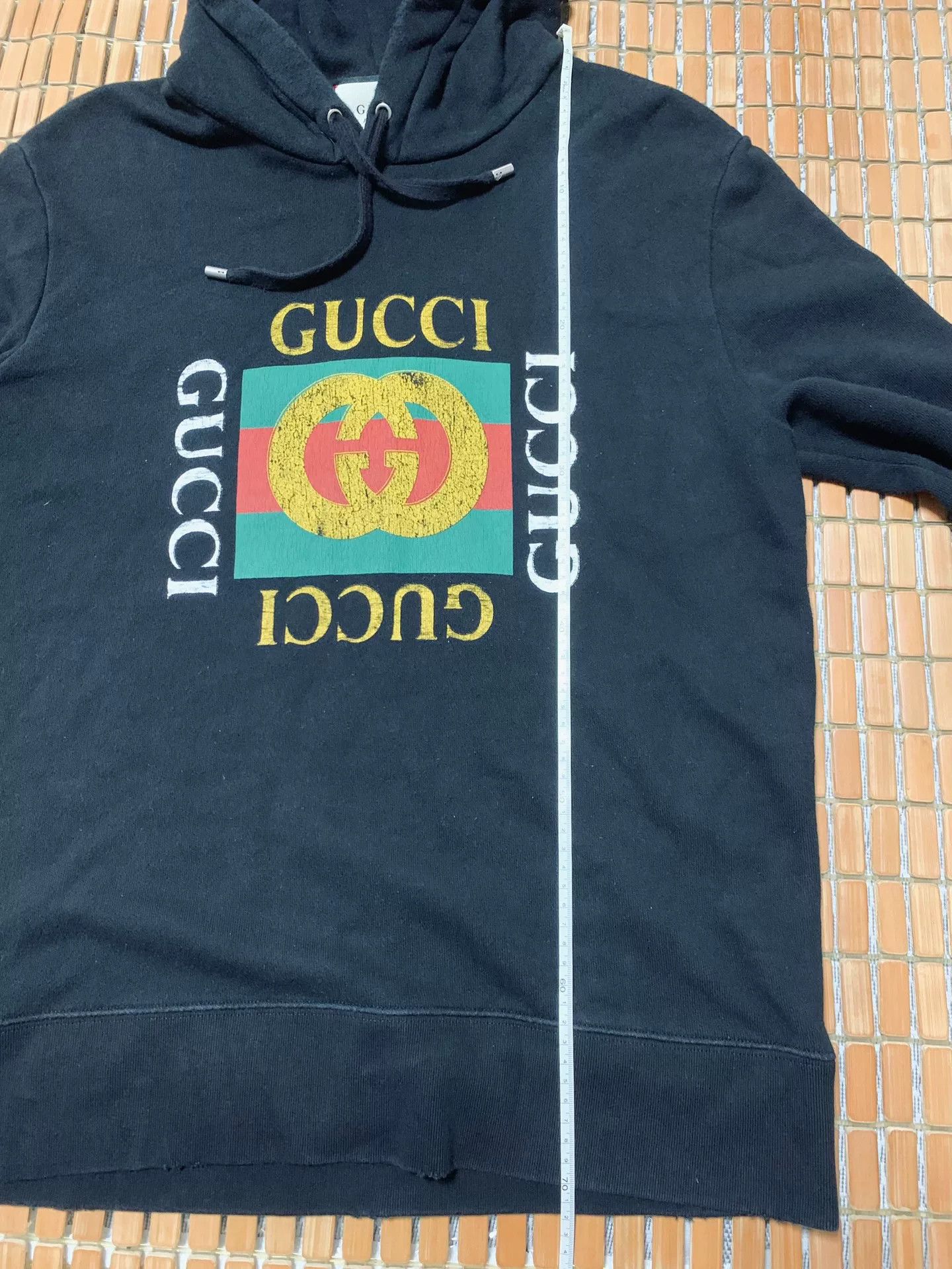 Gucci Gucci Black Distressed Logo Print Hoodie Size US M / EU 48-50 / 2 - 8 Thumbnail