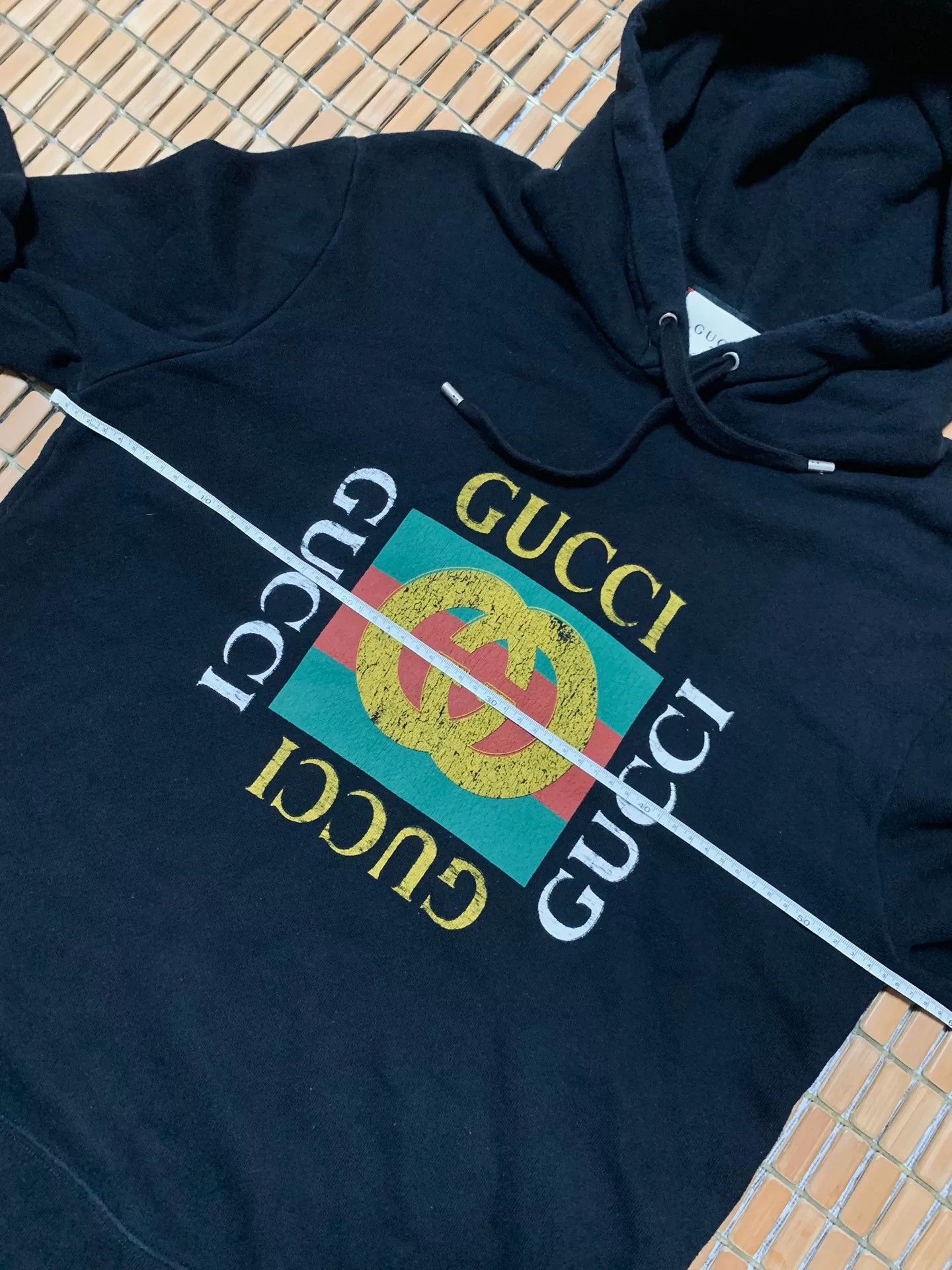 Gucci Gucci Black Distressed Logo Print Hoodie Size US M / EU 48-50 / 2 - 7 Thumbnail