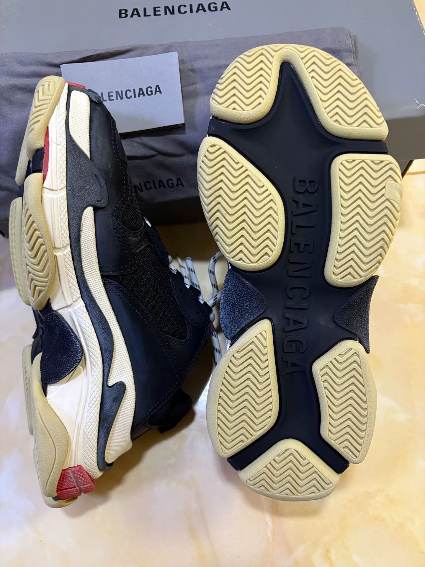 Balenciaga Balenciaga Triple S OG Distressed Black Red Size US 6 / EU 39 - 3 Thumbnail
