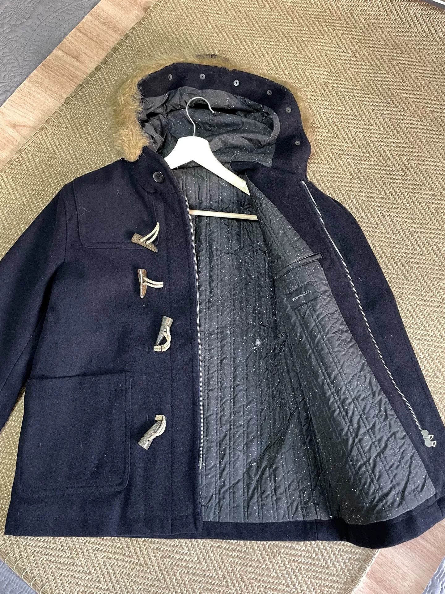 Sophnet. SOPHNET Wool Starry Camo Fur Collar Coat Size US M / EU 48-50 / 2 - 4 Thumbnail